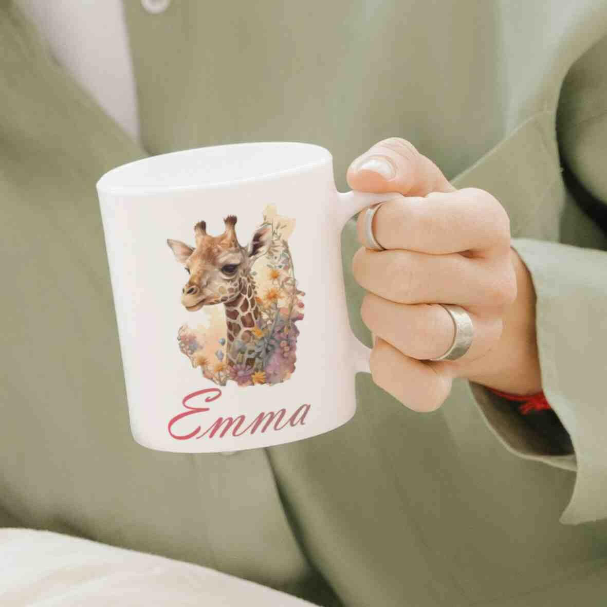 Personalisierte Tasse Giraffe.