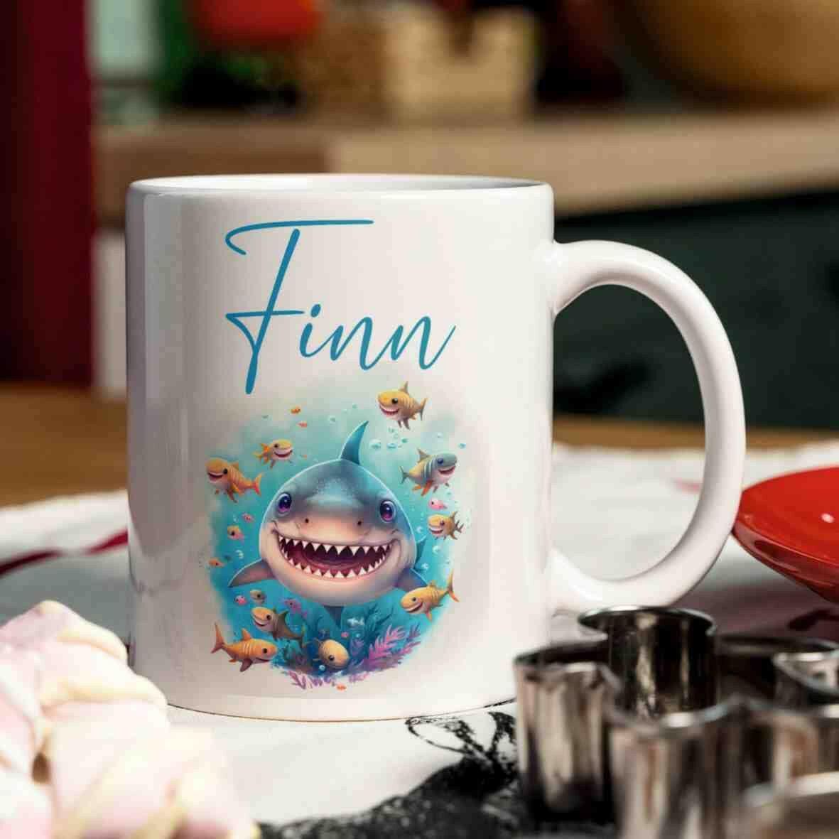 Personalisierte Tasse Hai.