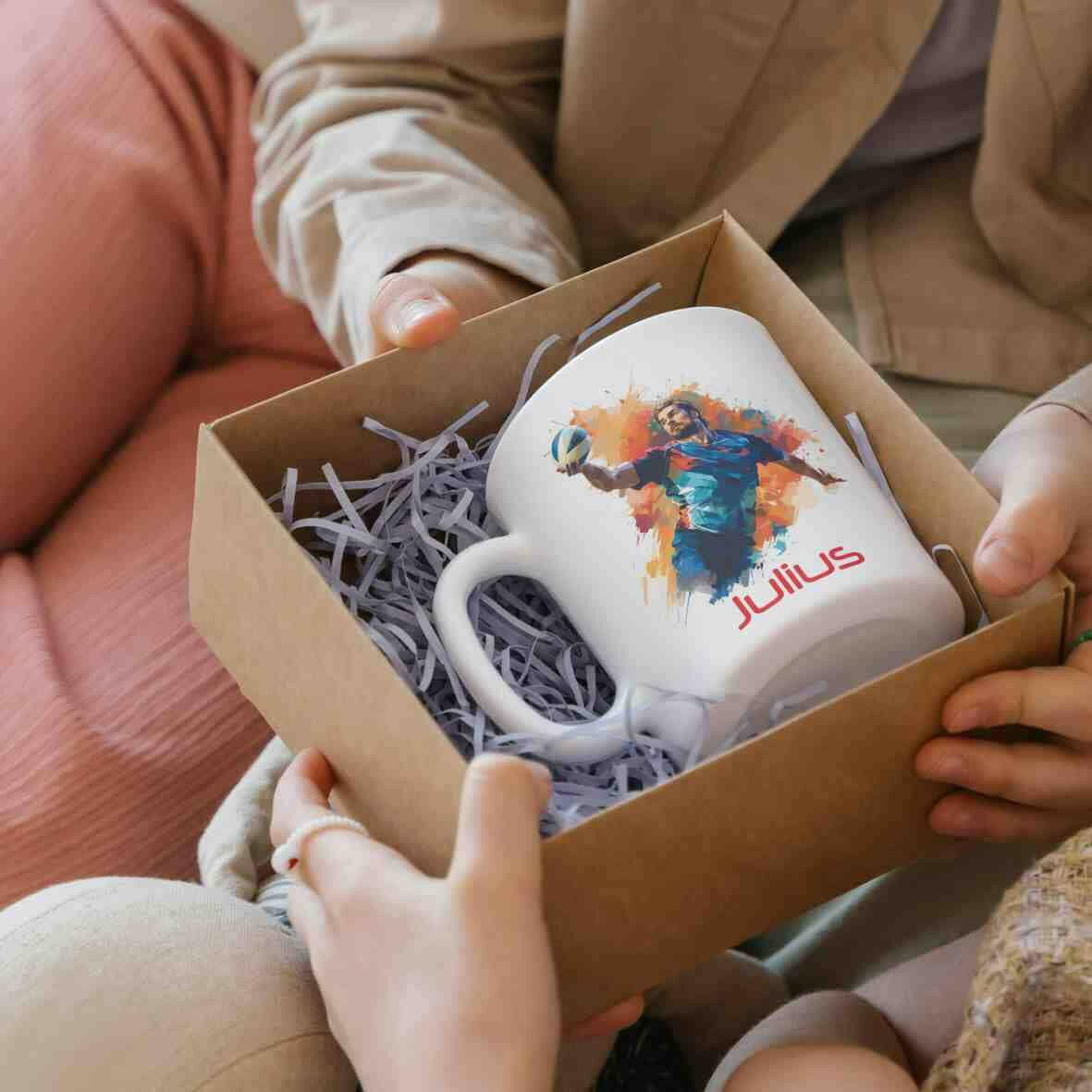 Personalisierte Tasse Handballer.
