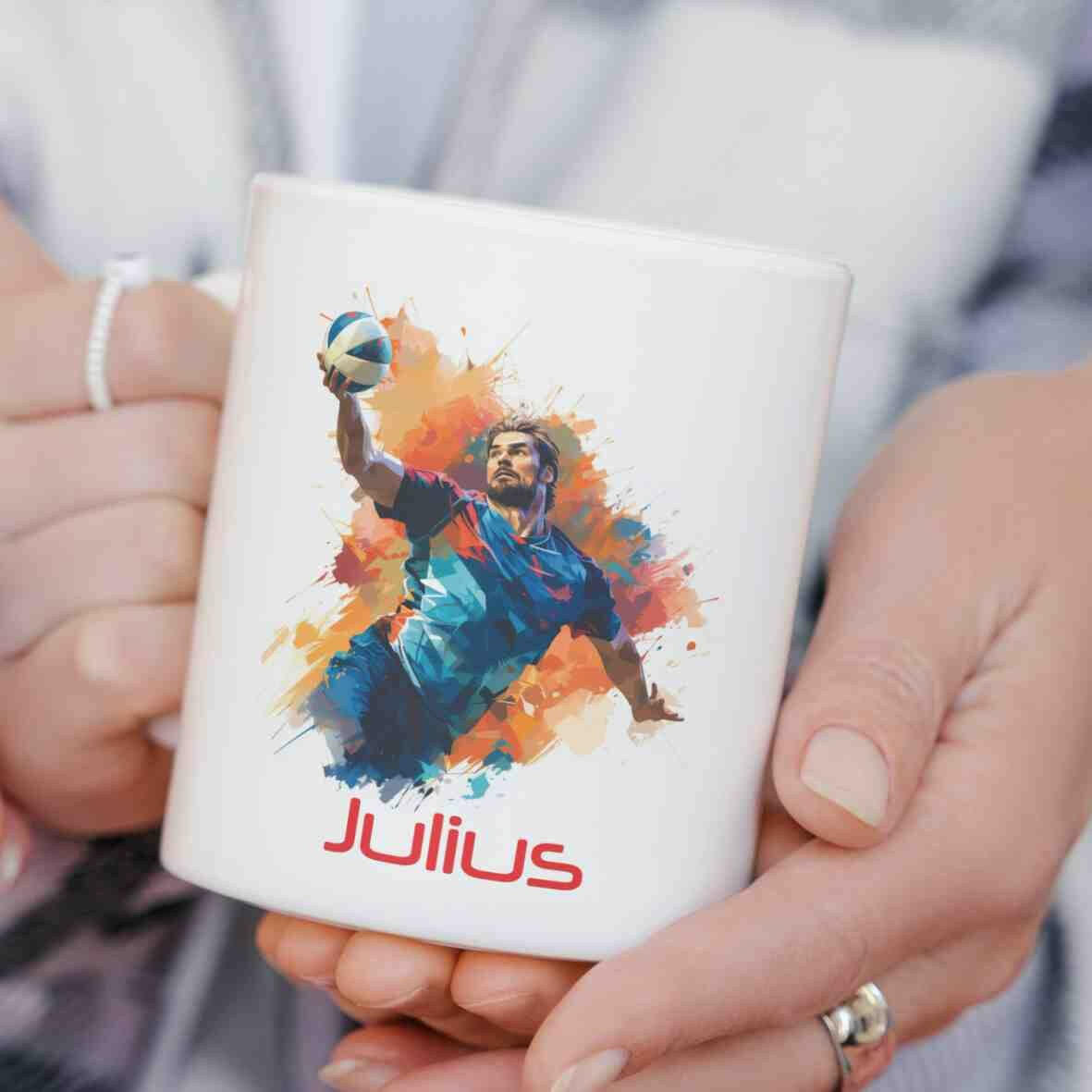 Personalisierte Tasse Handballer.