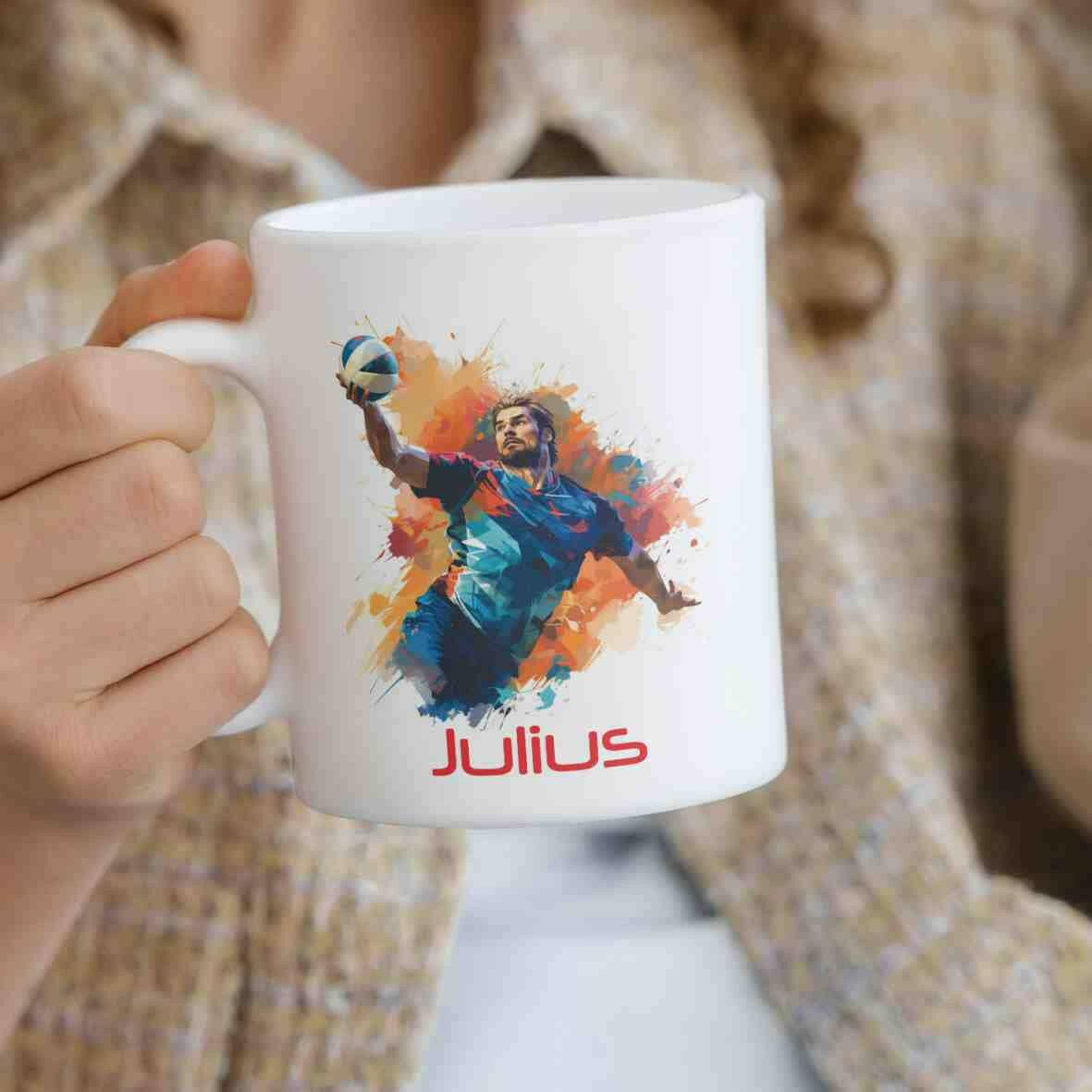 Personalisierte Tasse Handballer.