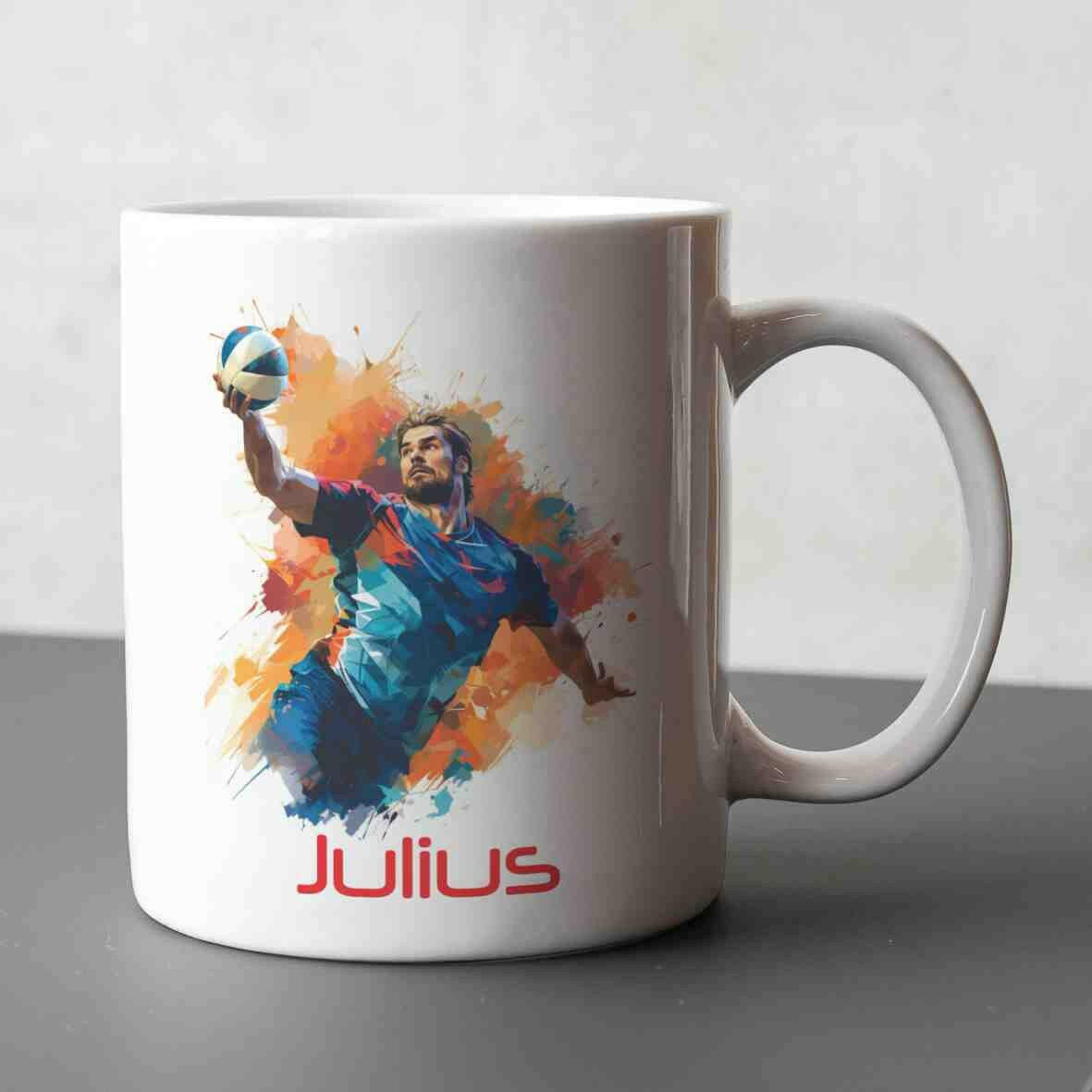 Personalisierte Tasse Handballer.