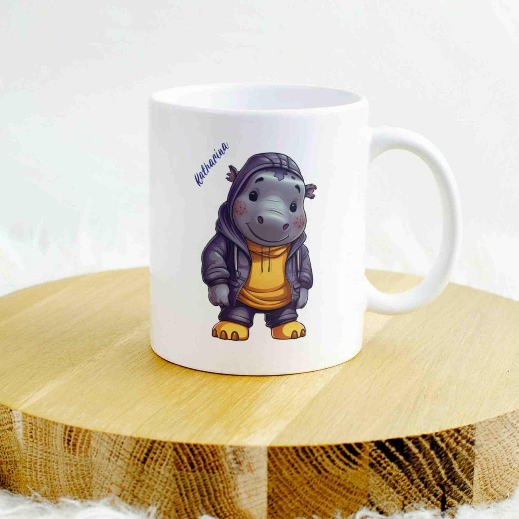 Personalisierte Tasse Hippo-Grafik.