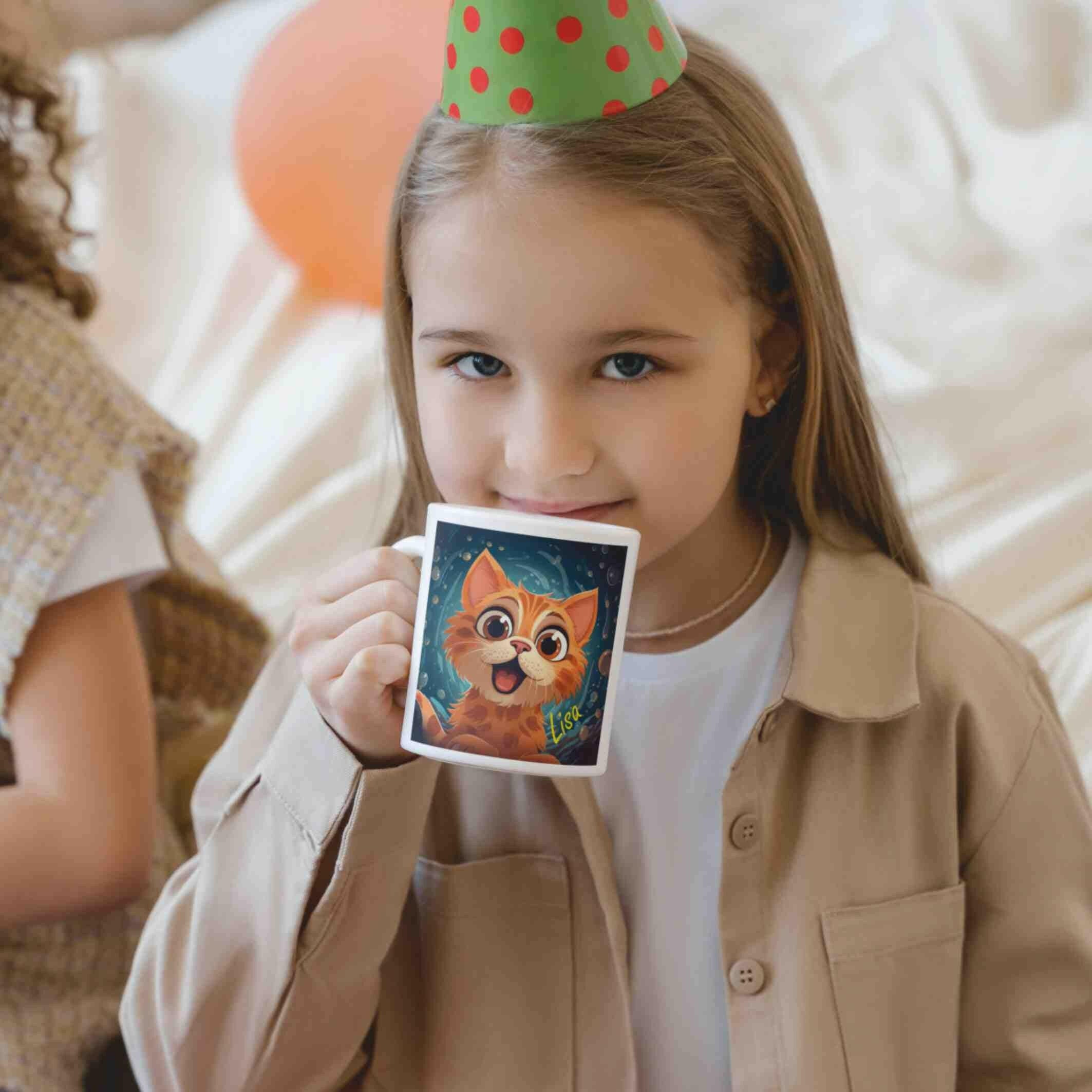 Personalisierte Tasse kleine Katzen-Grafik.
