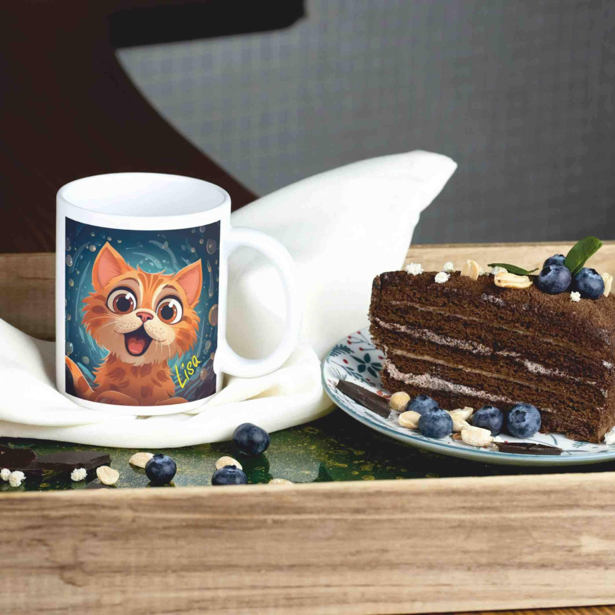 Personalisierte Tasse kleine Katzen-Grafik.