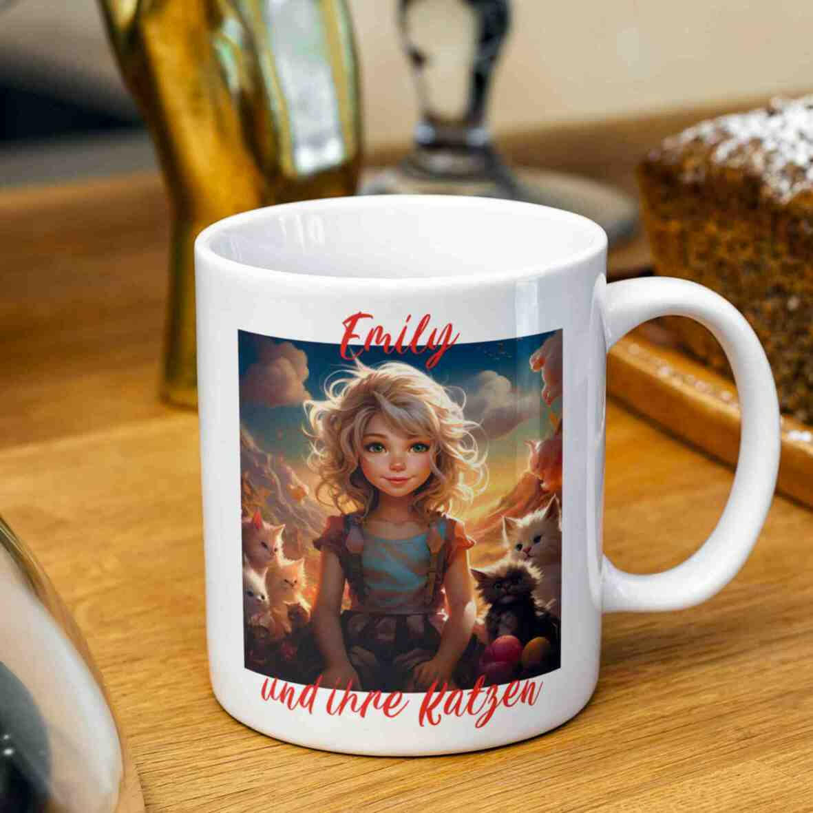 Personalisierte Tasse kleines blondes Mädchen.
