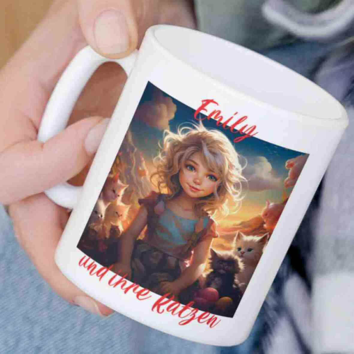 Personalisierte Tasse kleines blondes Mädchen.