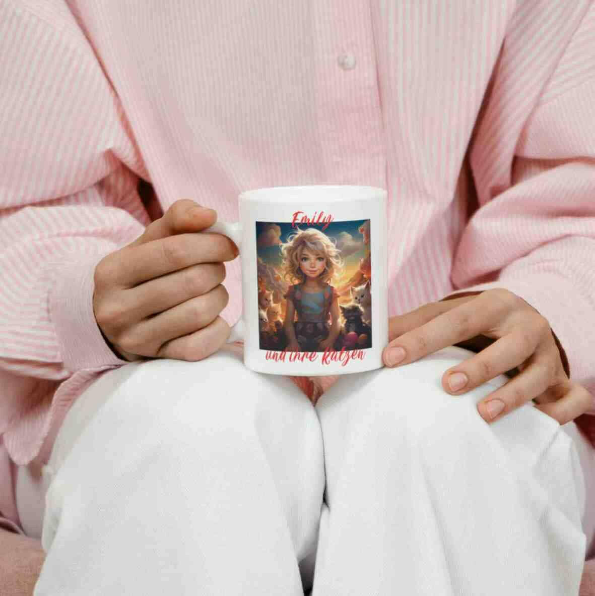 Personalisierte Tasse kleines blondes Mädchen.