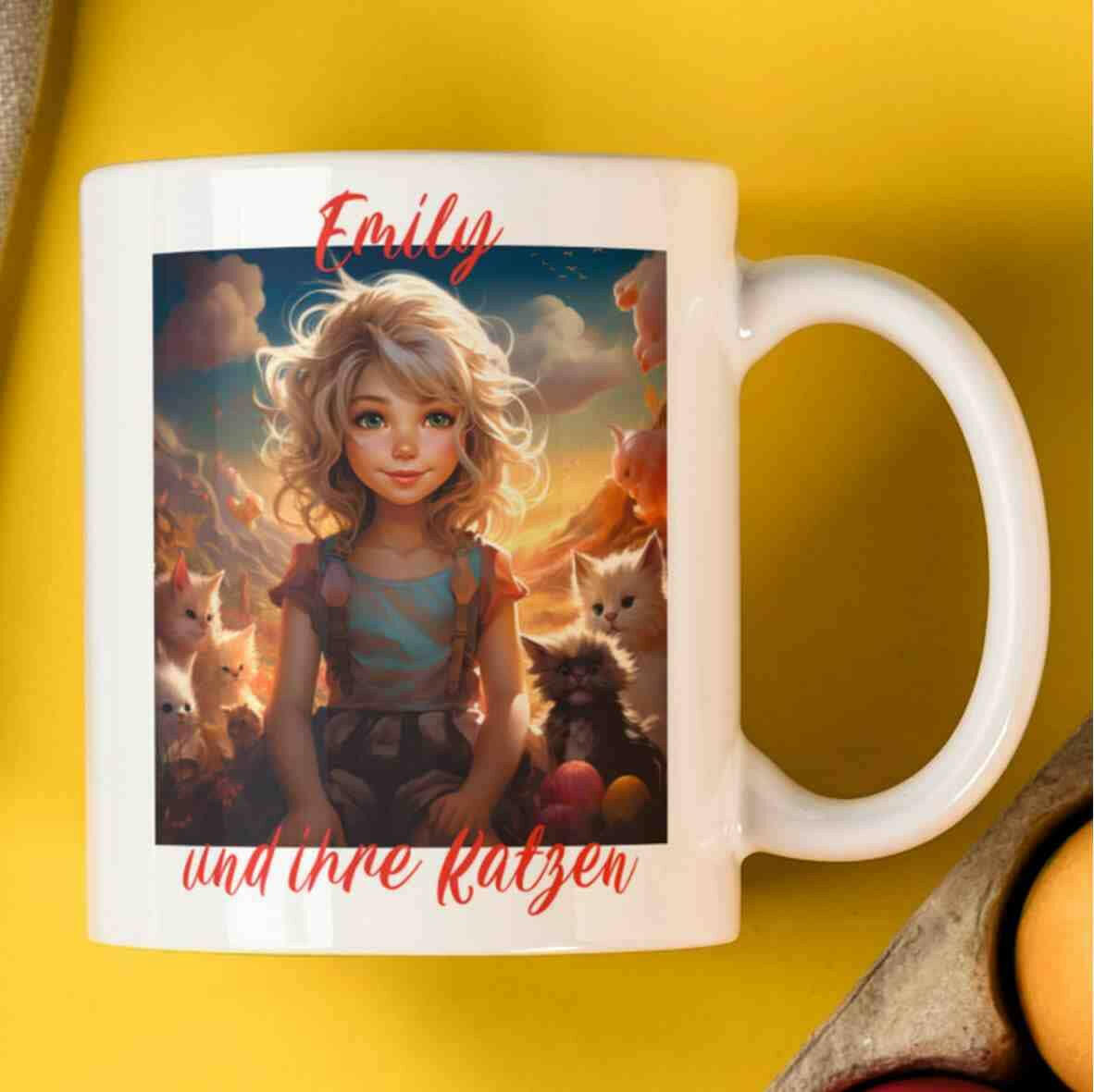 Personalisierte Tasse kleines blondes Mädchen.