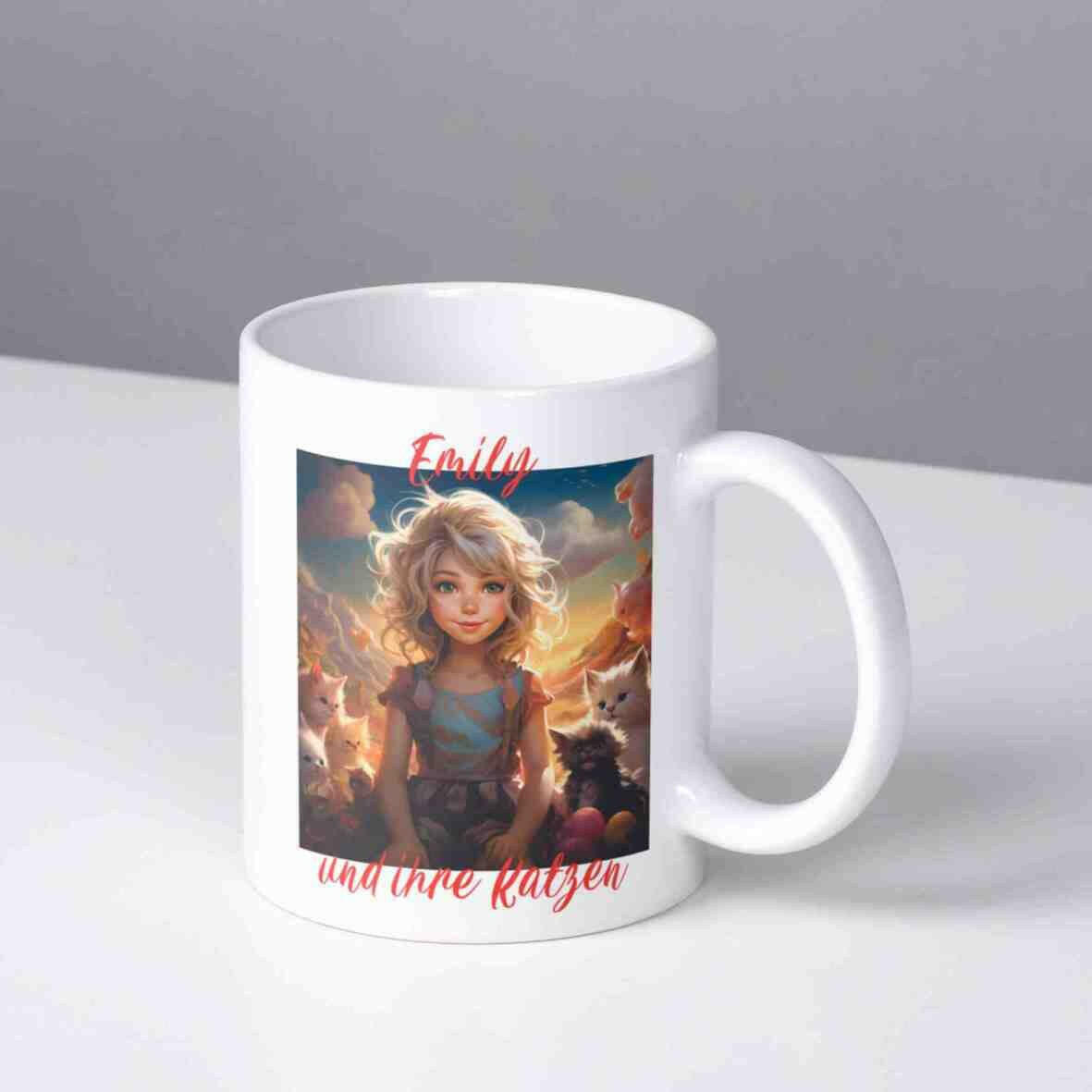 Personalisierte Tasse kleines blondes Mädchen.
