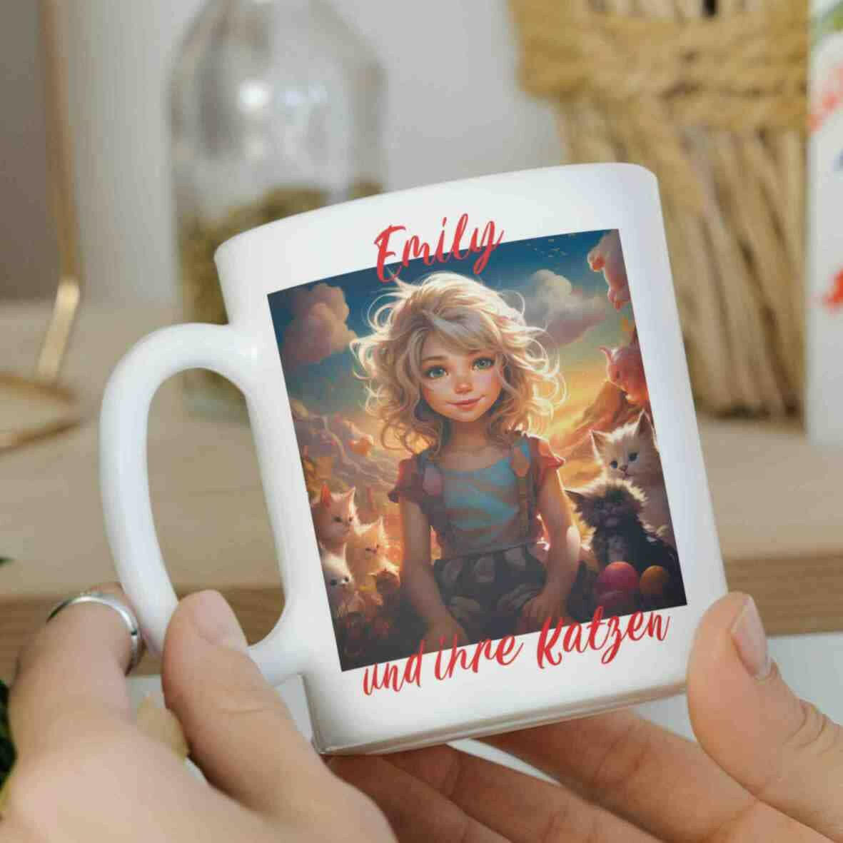 Personalisierte Tasse kleines blondes Mädchen.