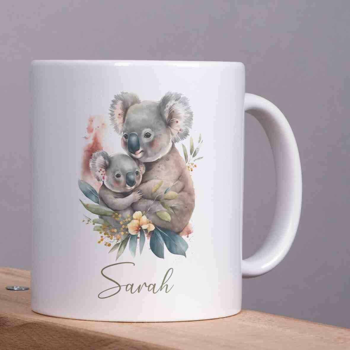 Personalisierte Tasse Koala mit Baby.