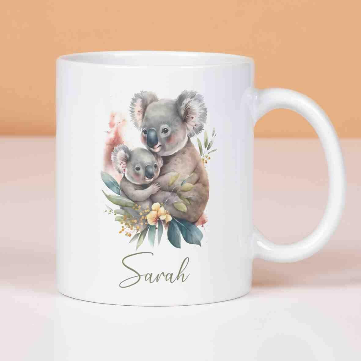 Personalisierte Tasse Koala mit Baby.
