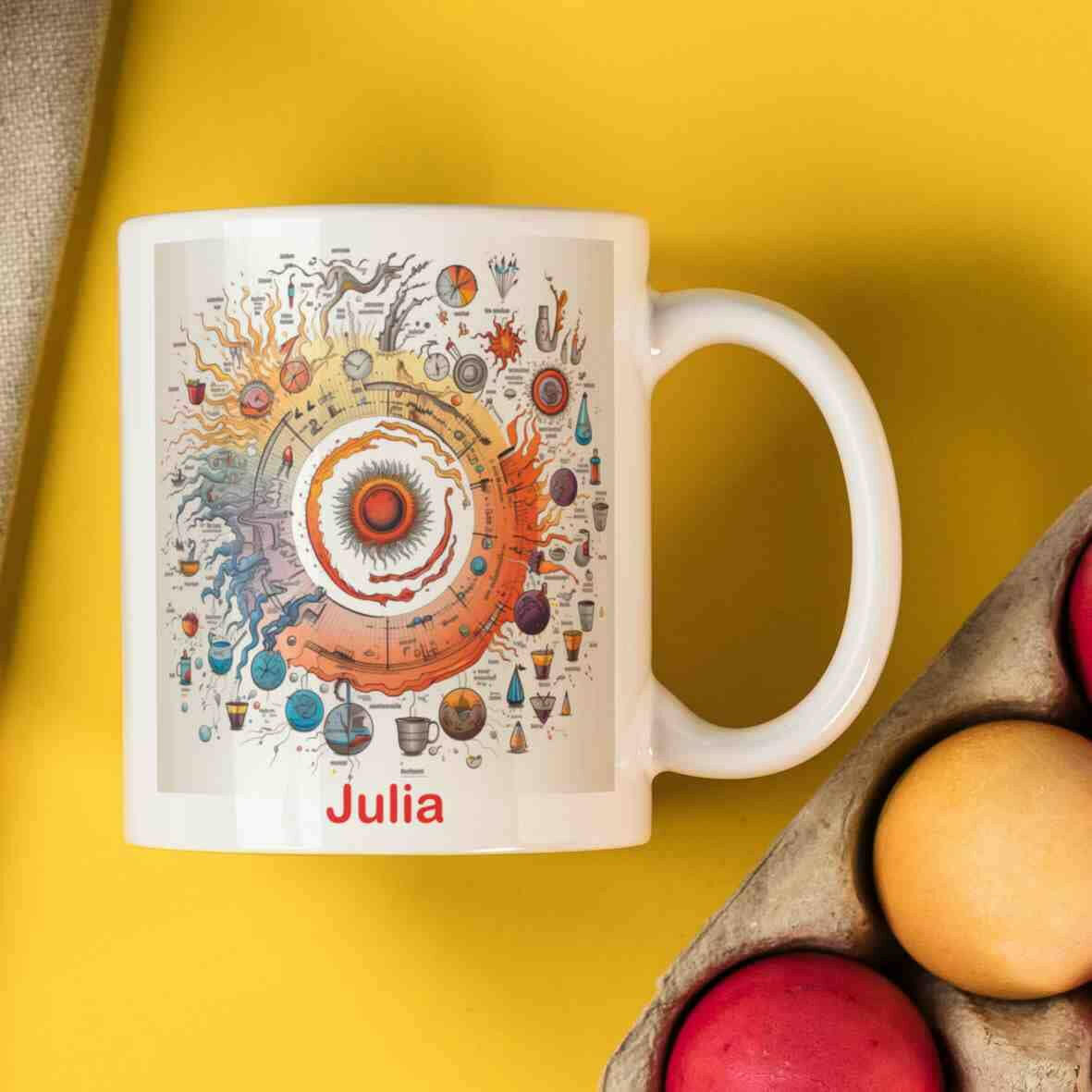 Personalisierte Tasse Koffein-Zyklus-Grafik.