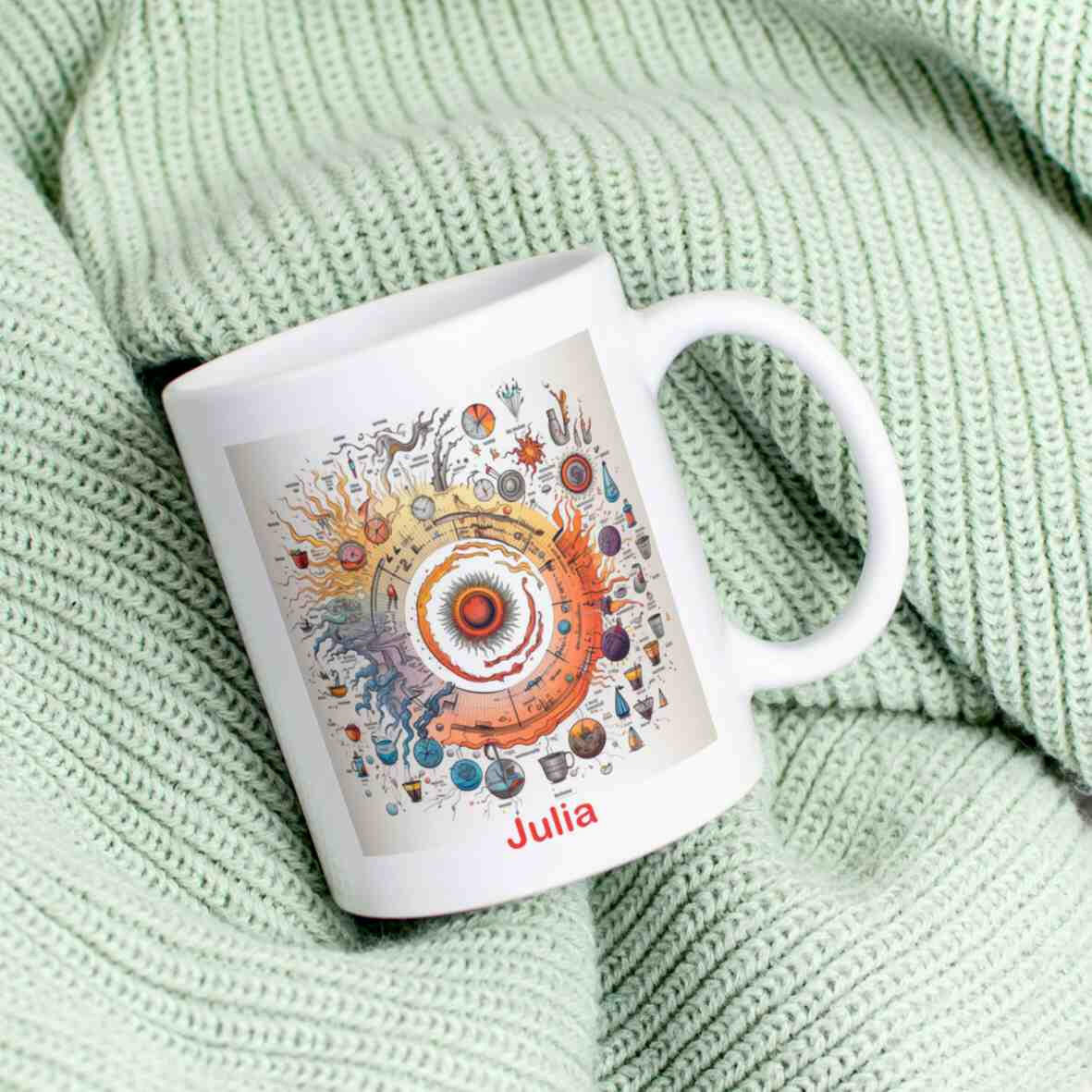 Personalisierte Tasse Koffein-Zyklus-Grafik.