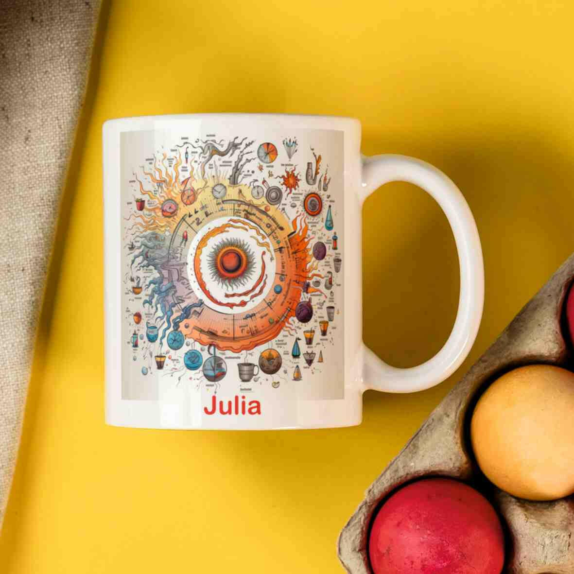 Personalisierte Tasse Koffein-Zyklus-Grafik.