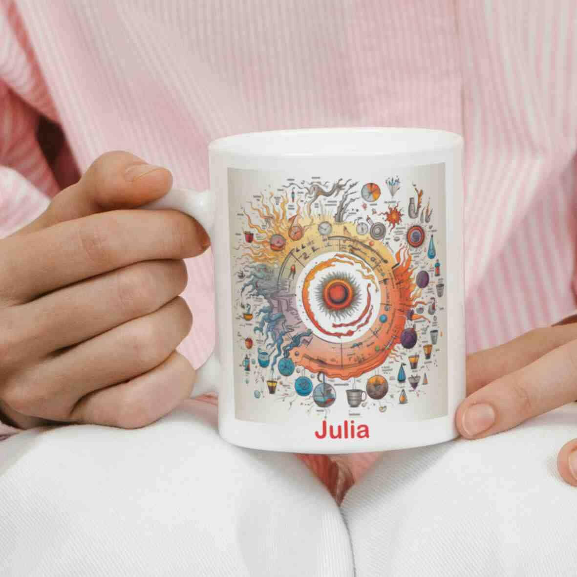 Personalisierte Tasse Koffein-Zyklus-Grafik.