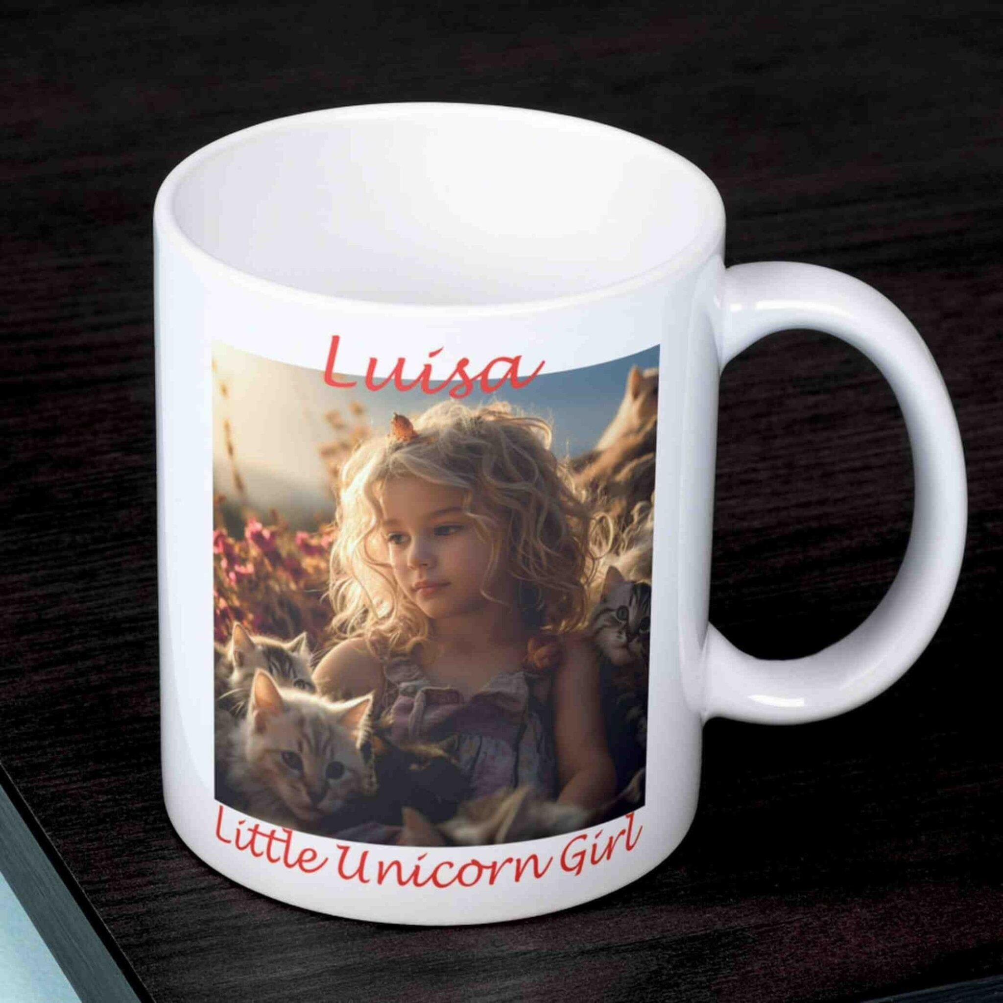 Personalisierte Tasse Little Unicorn Girl.