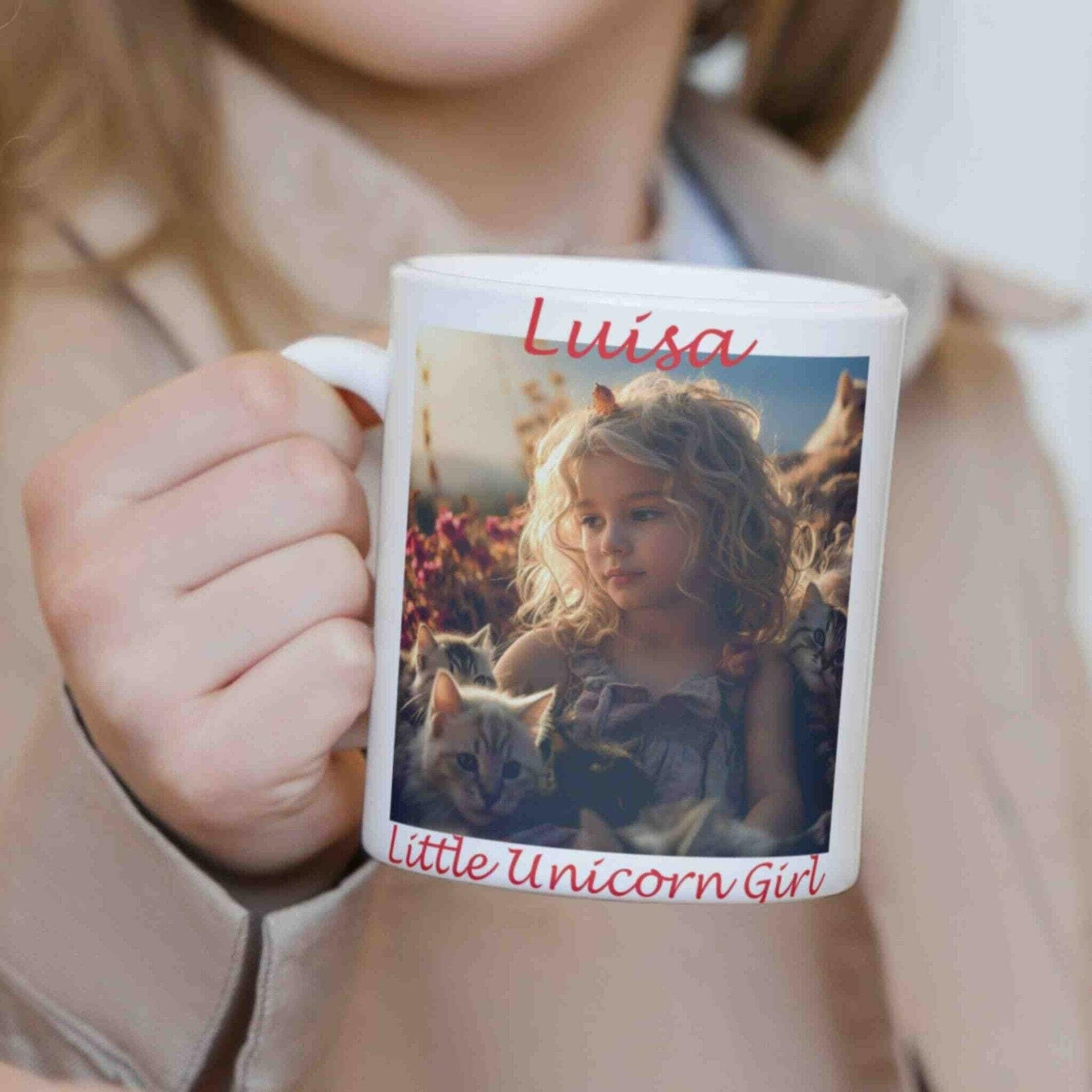 Personalisierte Tasse Little Unicorn Girl.