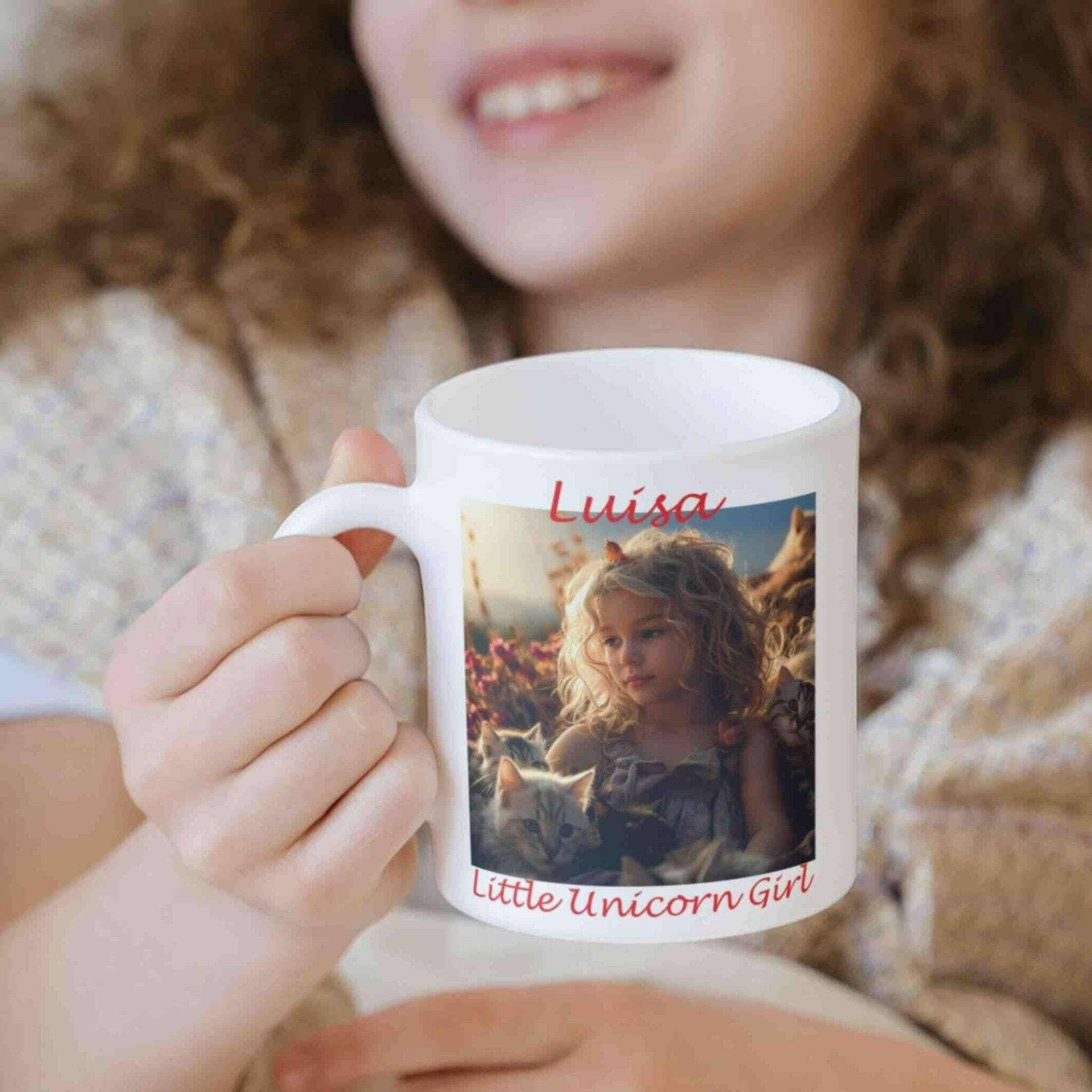 Personalisierte Tasse Little Unicorn Girl.