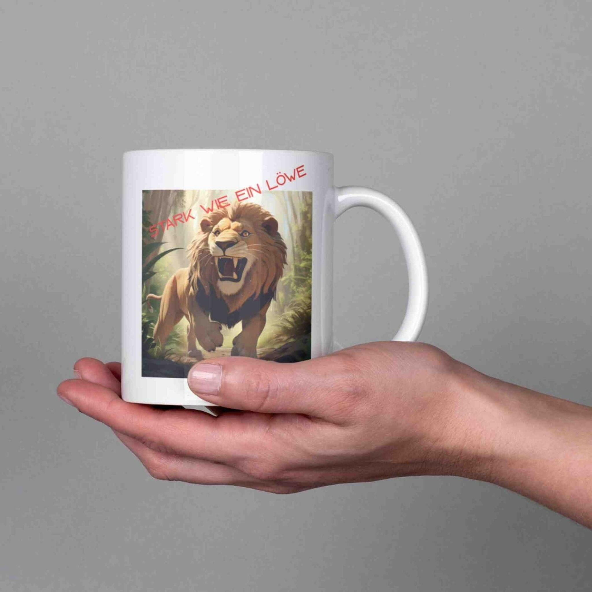 Personalisierte Tasse mächtiger Löwe.