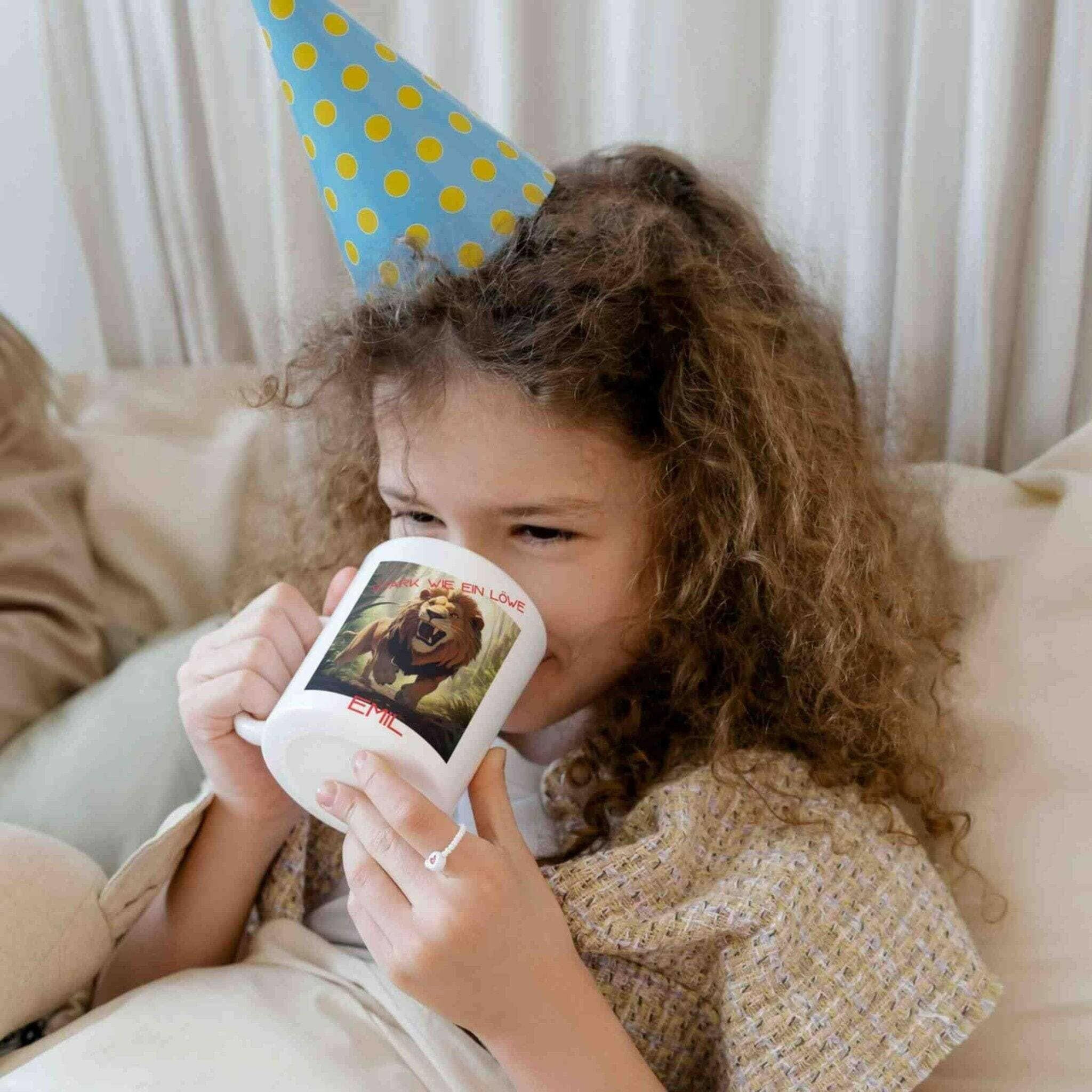 Personalisierte Tasse mächtiger Löwe.