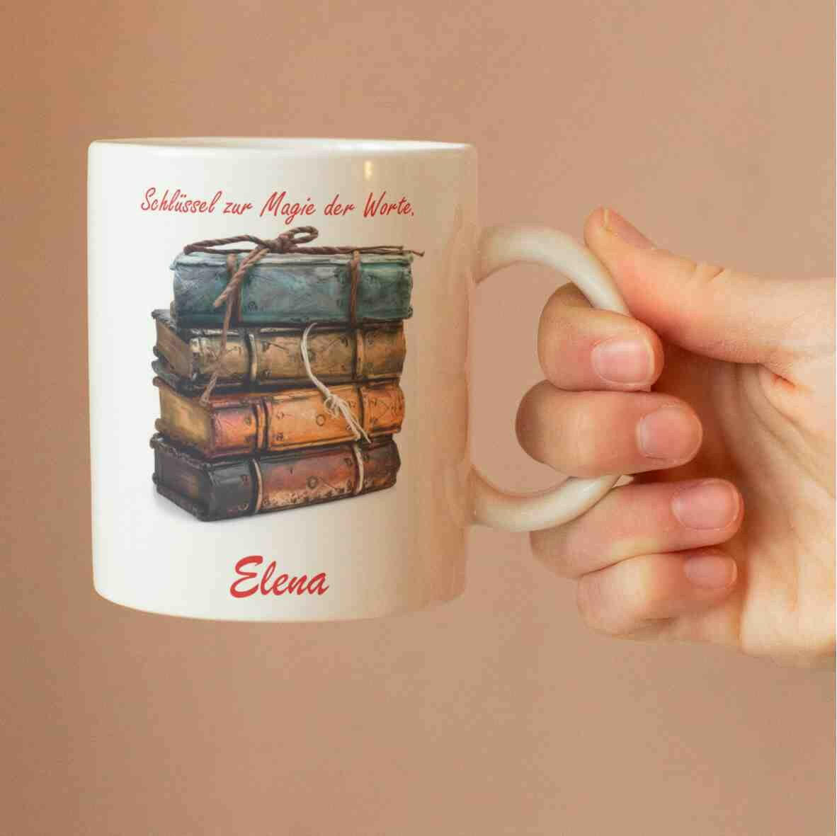 Personalisierte Tasse Magie der Bücher.