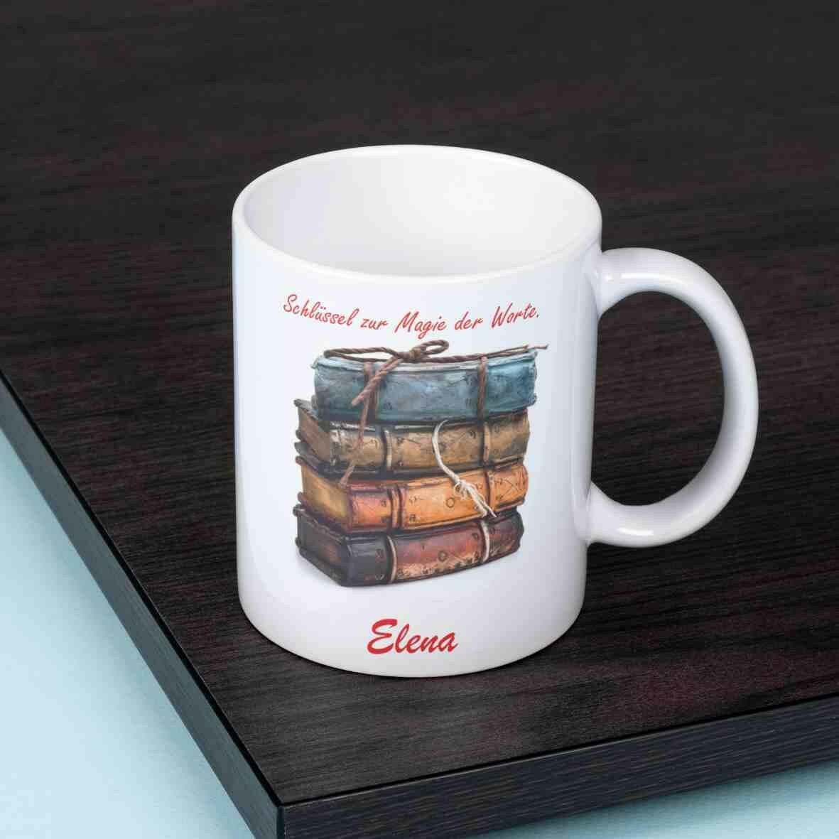 Personalisierte Tasse Magie der Bücher.