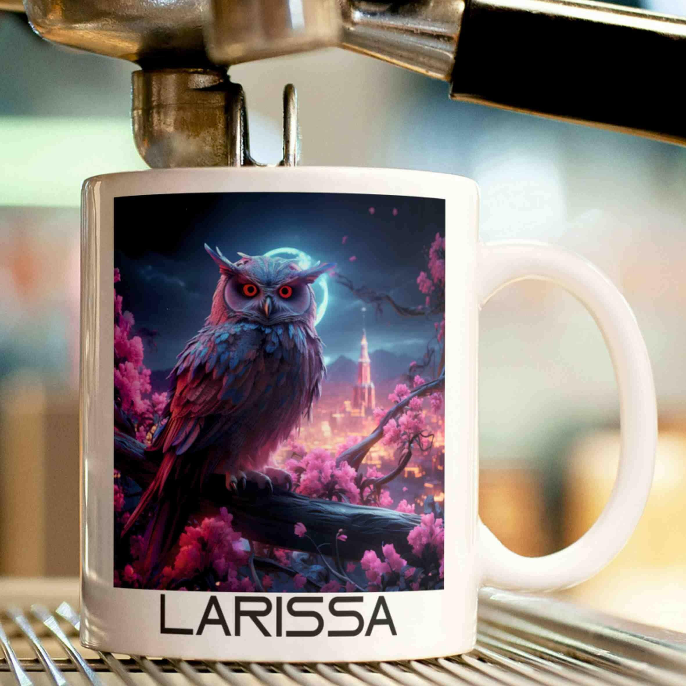 Personalisierte Tasse Neon-Eule.