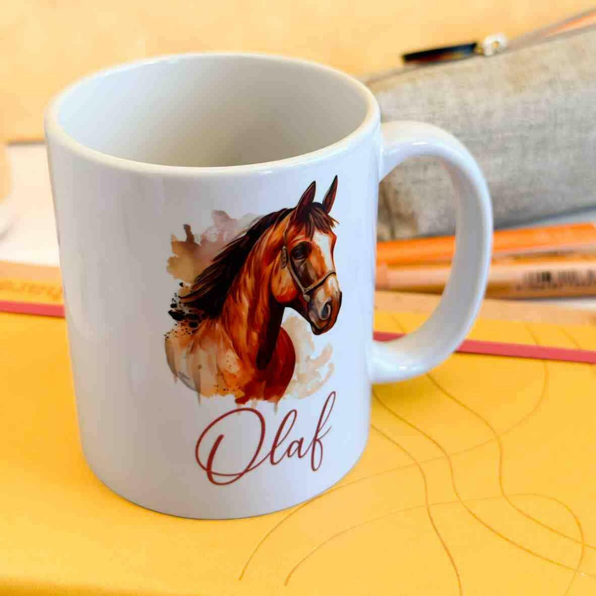 Personalisierte Tasse Pferd.