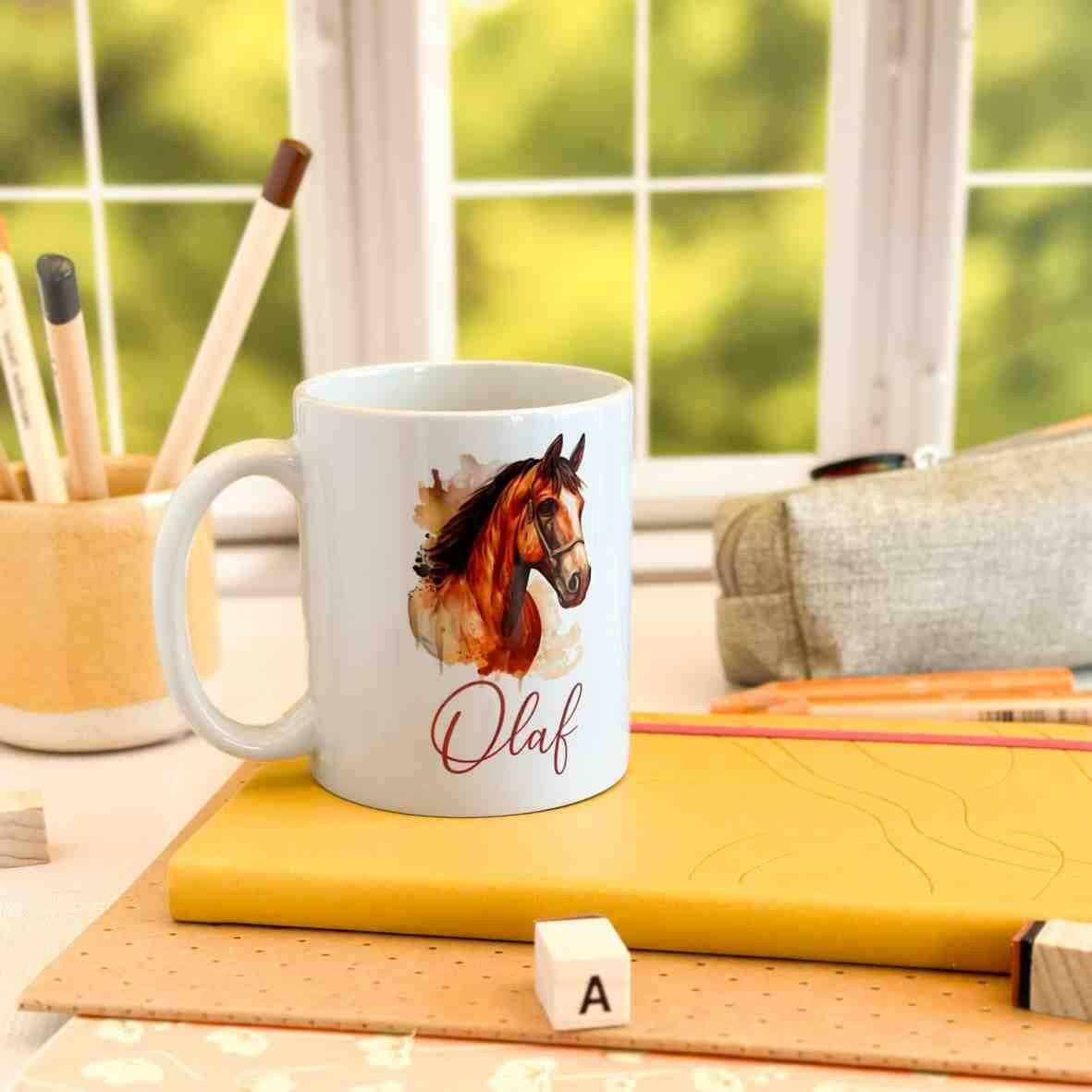 Personalisierte Tasse Pferd.