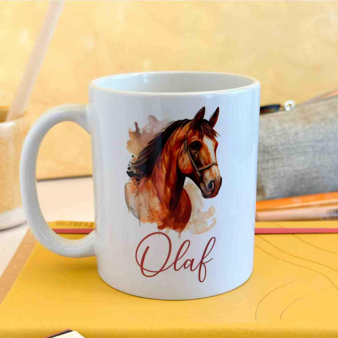 Personalisierte Tasse Pferd.