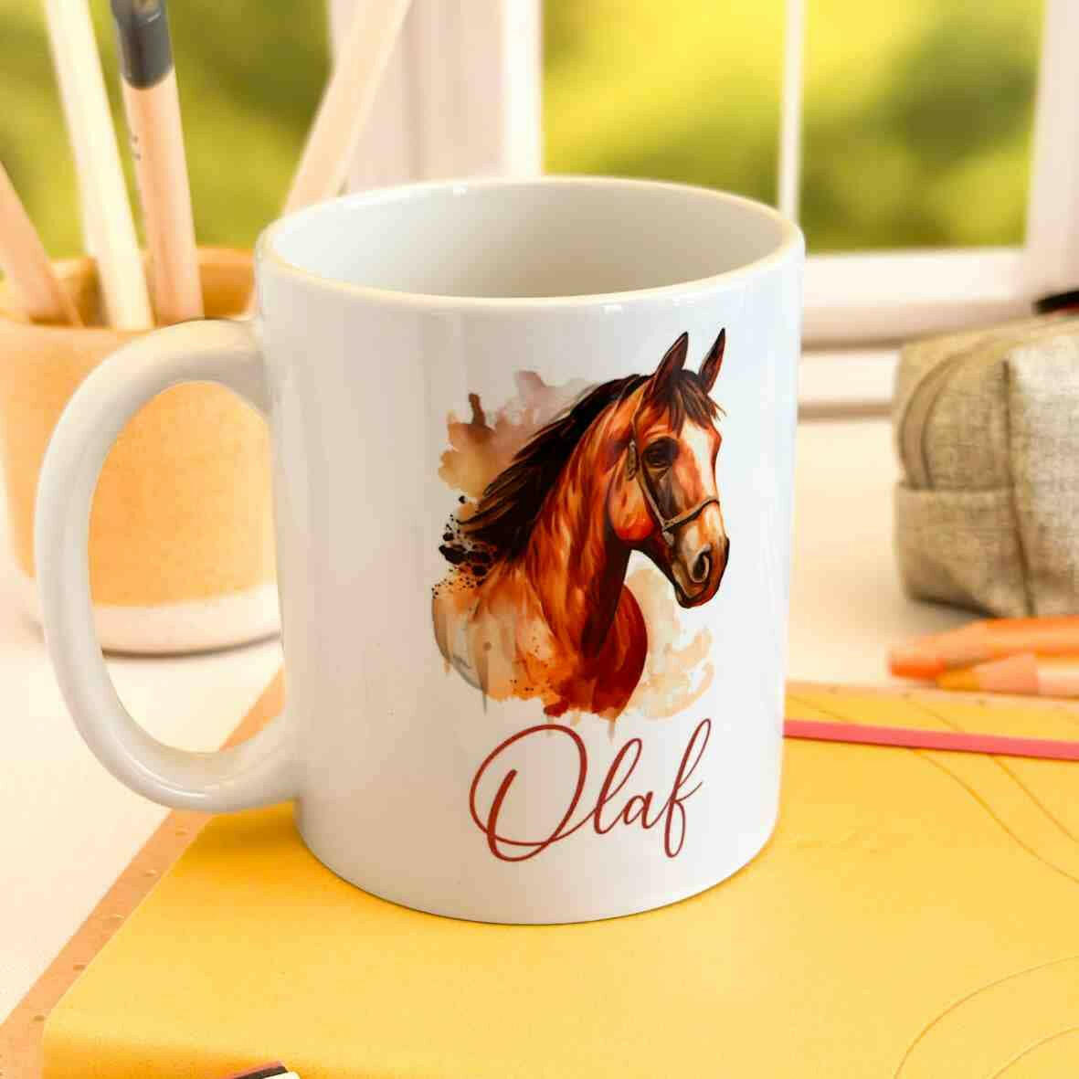Personalisierte Tasse Pferd.
