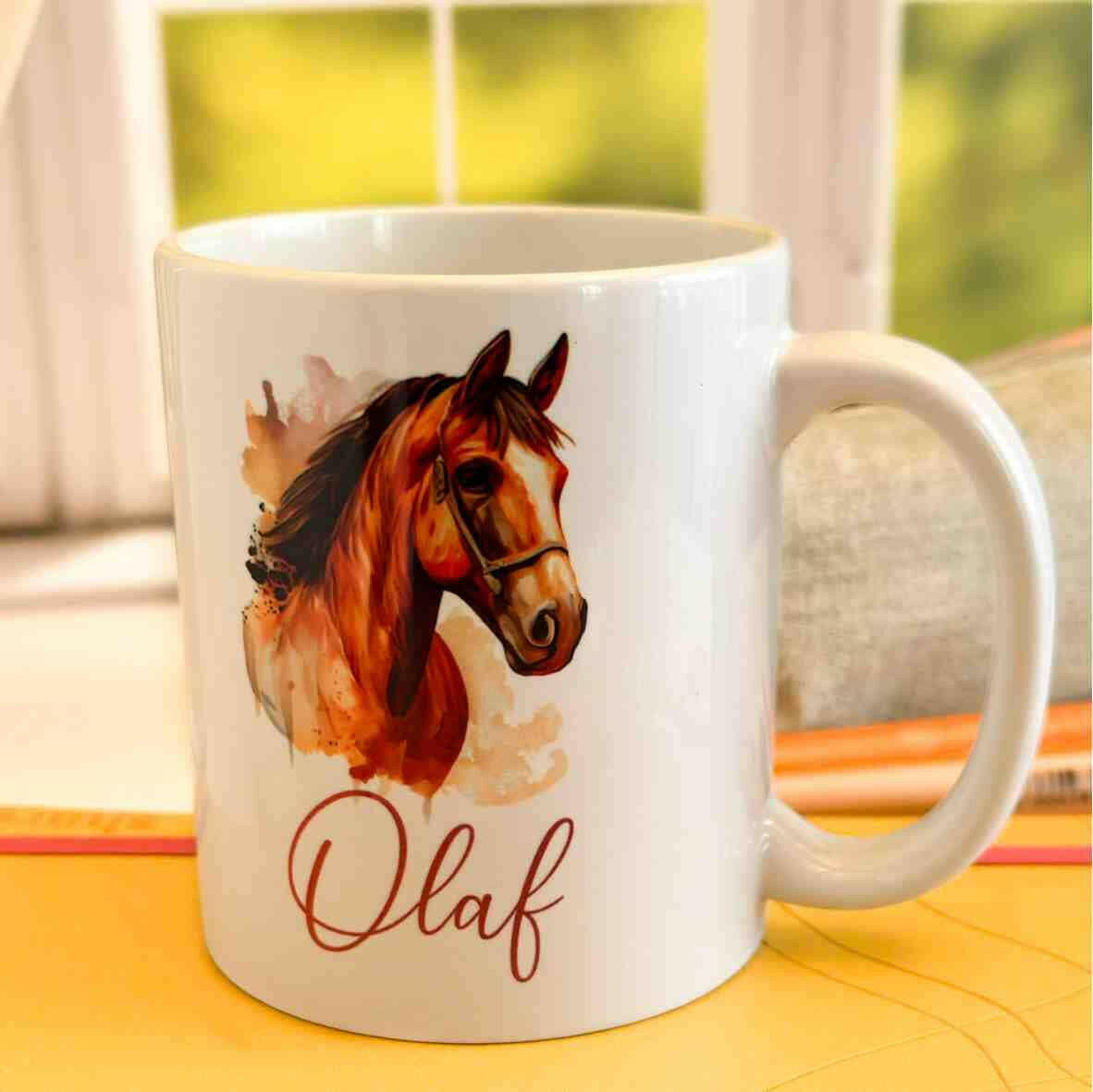 Personalisierte Tasse Pferd.