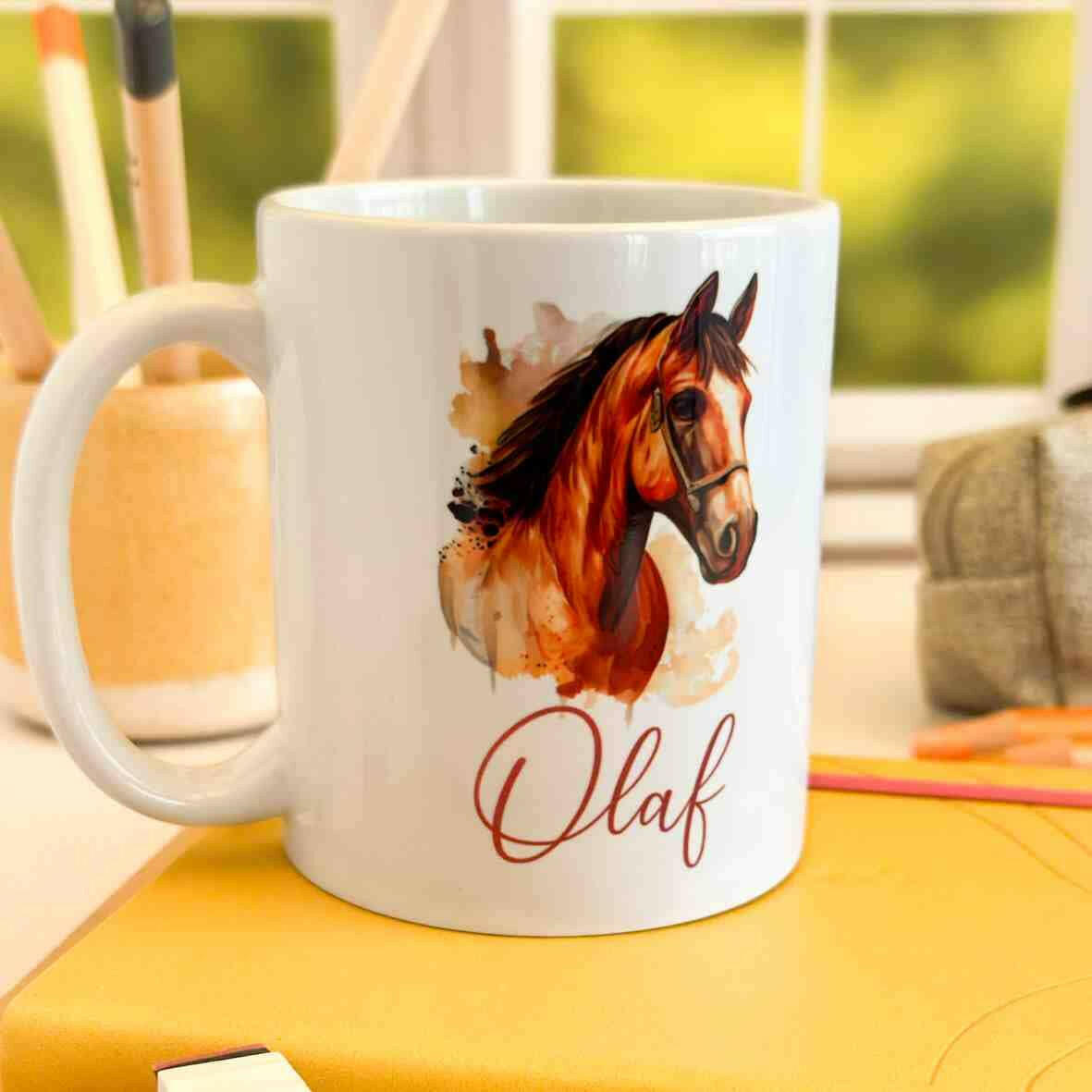 Personalisierte Tasse Pferd.