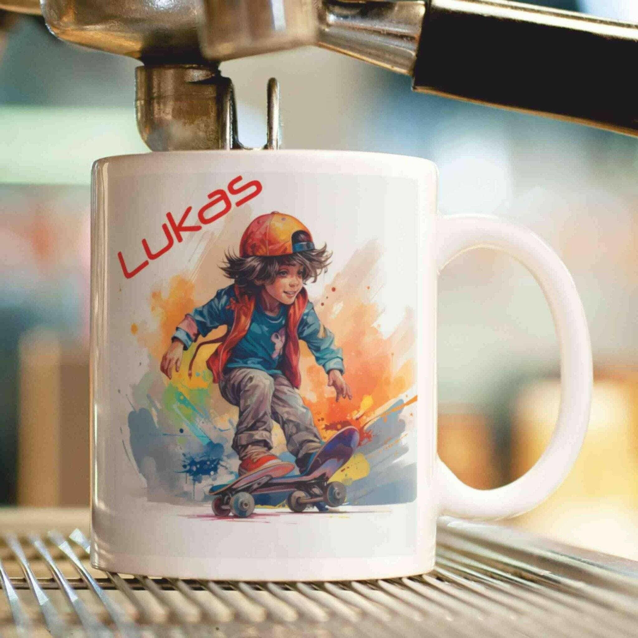 Personalisierte Tasse Skateboard.