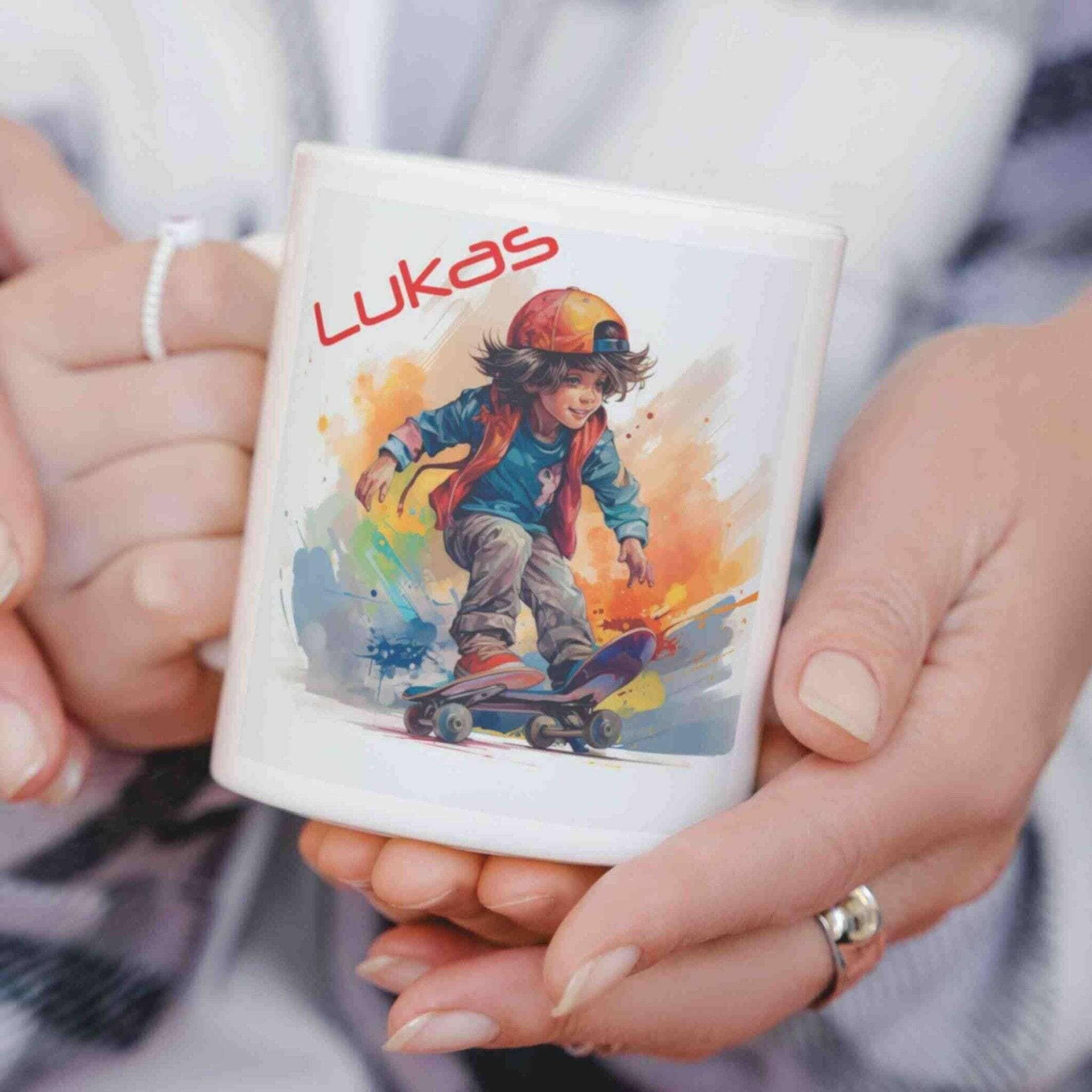 Personalisierte Tasse Skateboard.