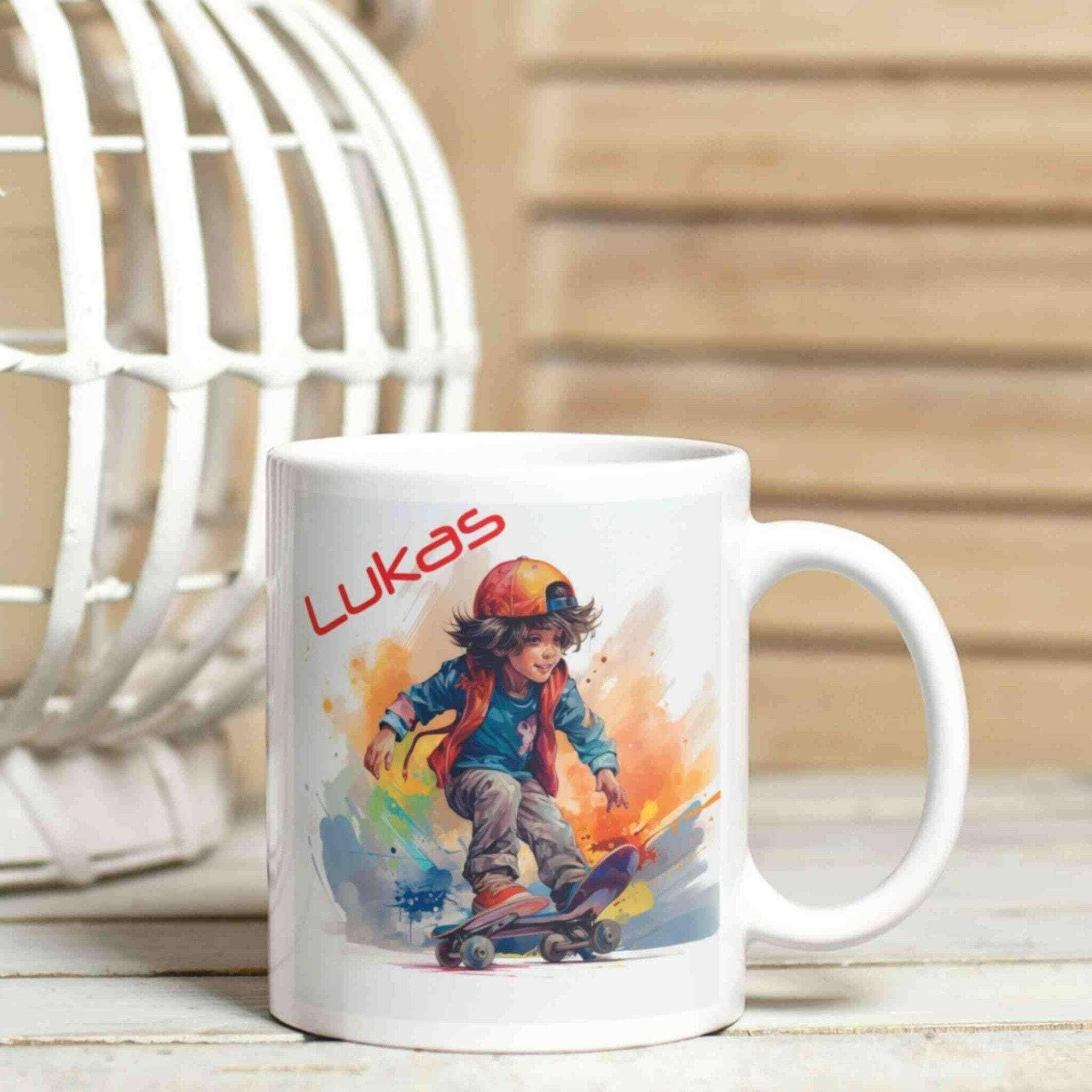 Personalisierte Tasse Skateboard.