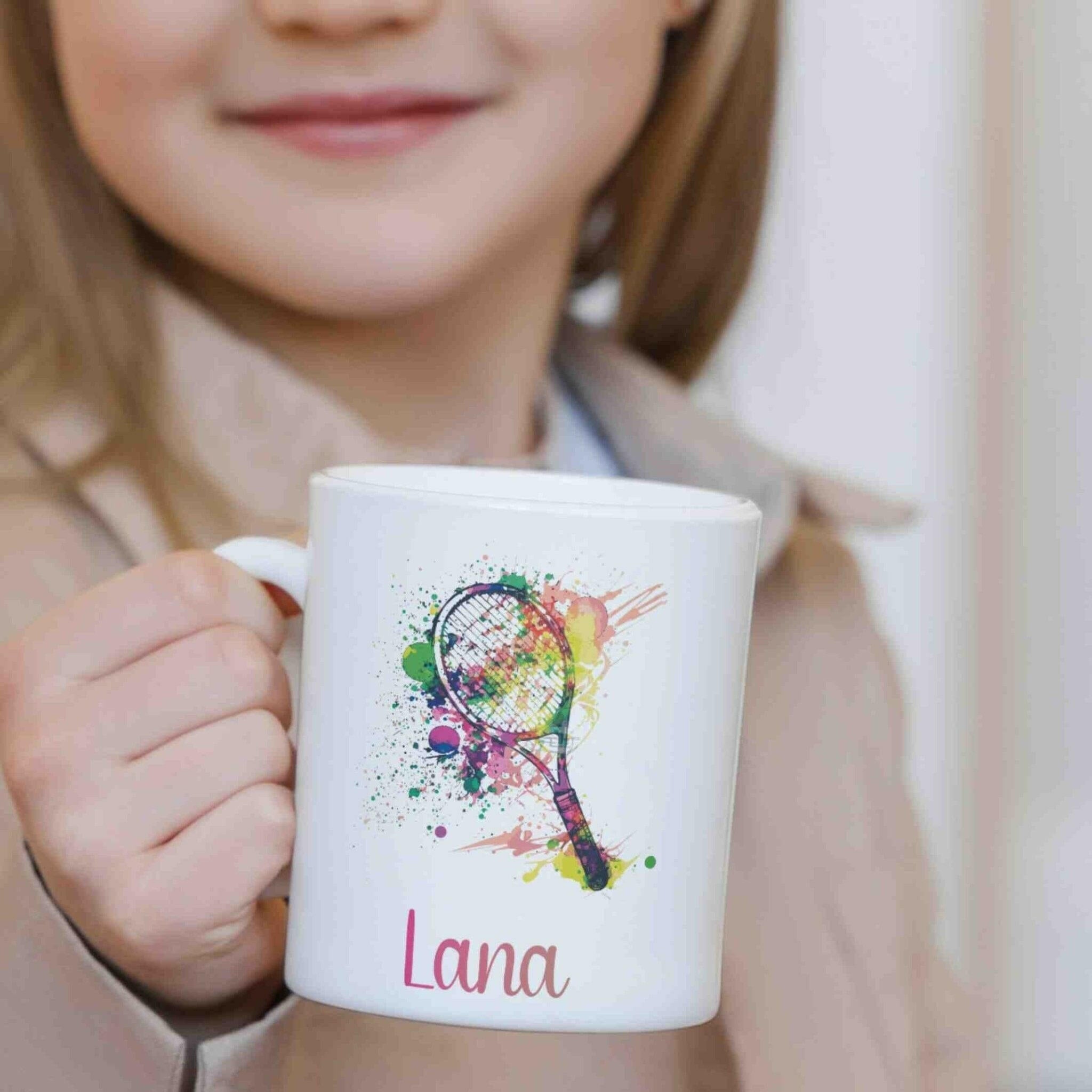 Personalisierte Tasse Tennisschläger.