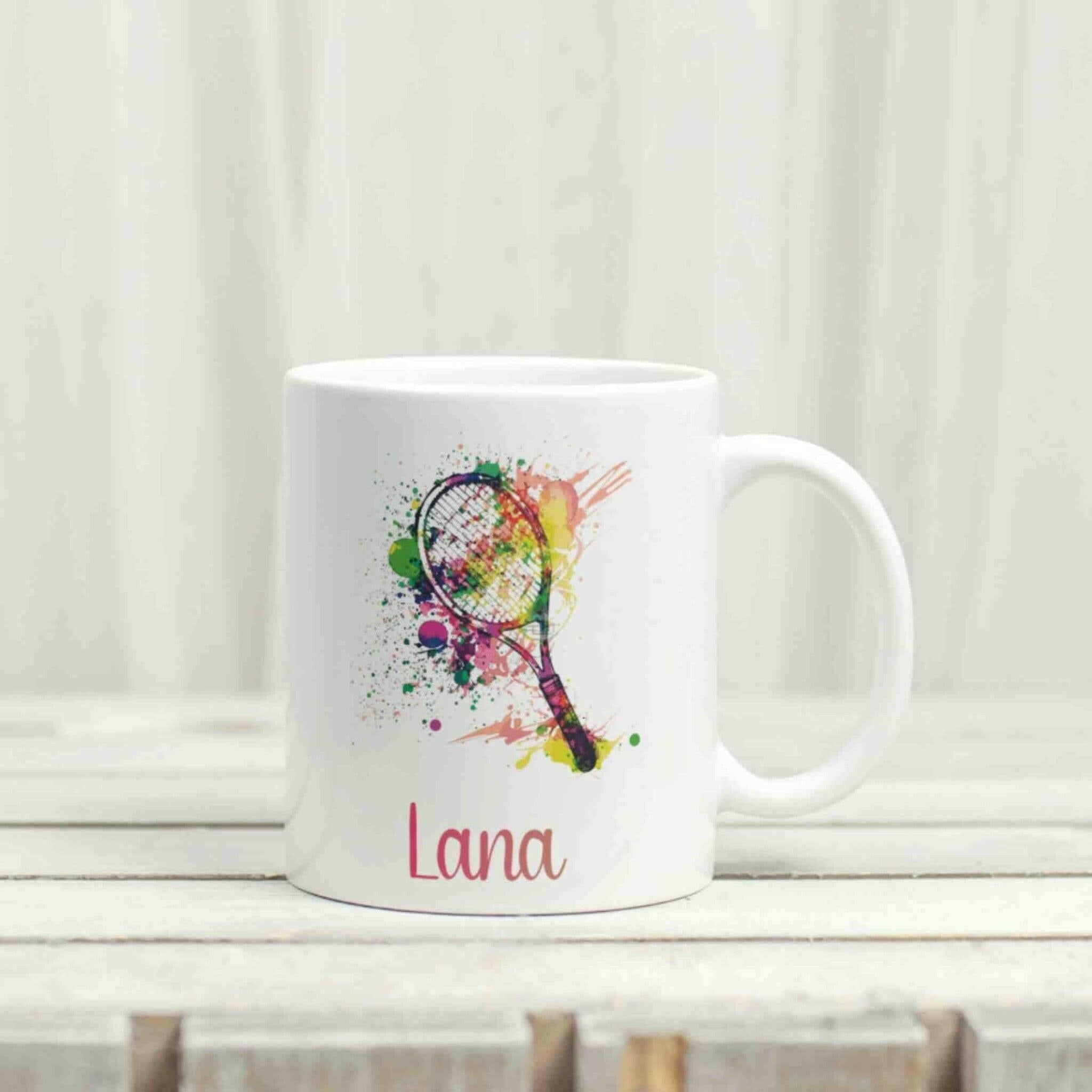 Personalisierte Tasse Tennisschläger.