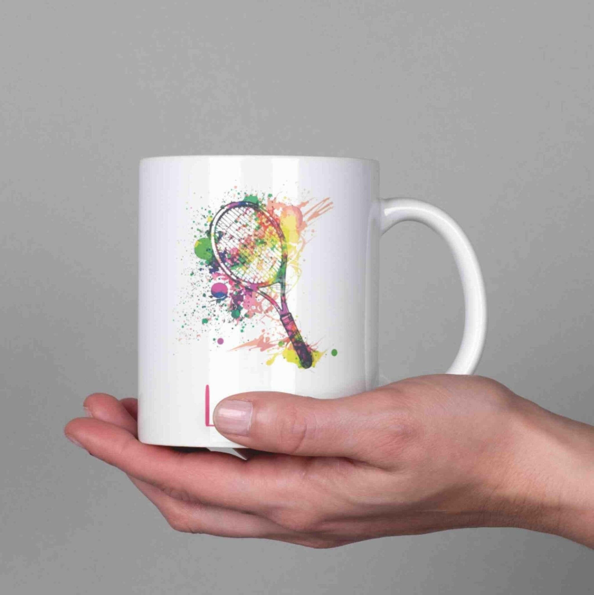 Personalisierte Tasse Tennisschläger.