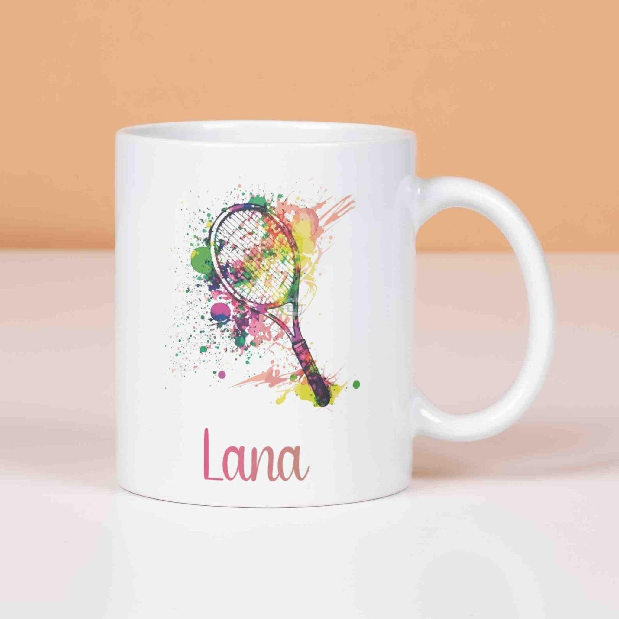 Personalisierte Tasse Tennisschläger.