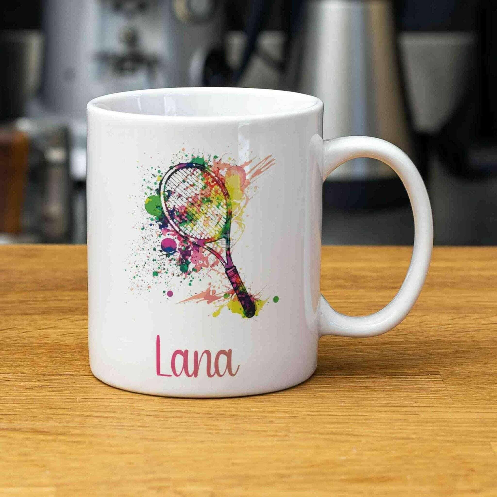 Personalisierte Tasse Tennisschläger.