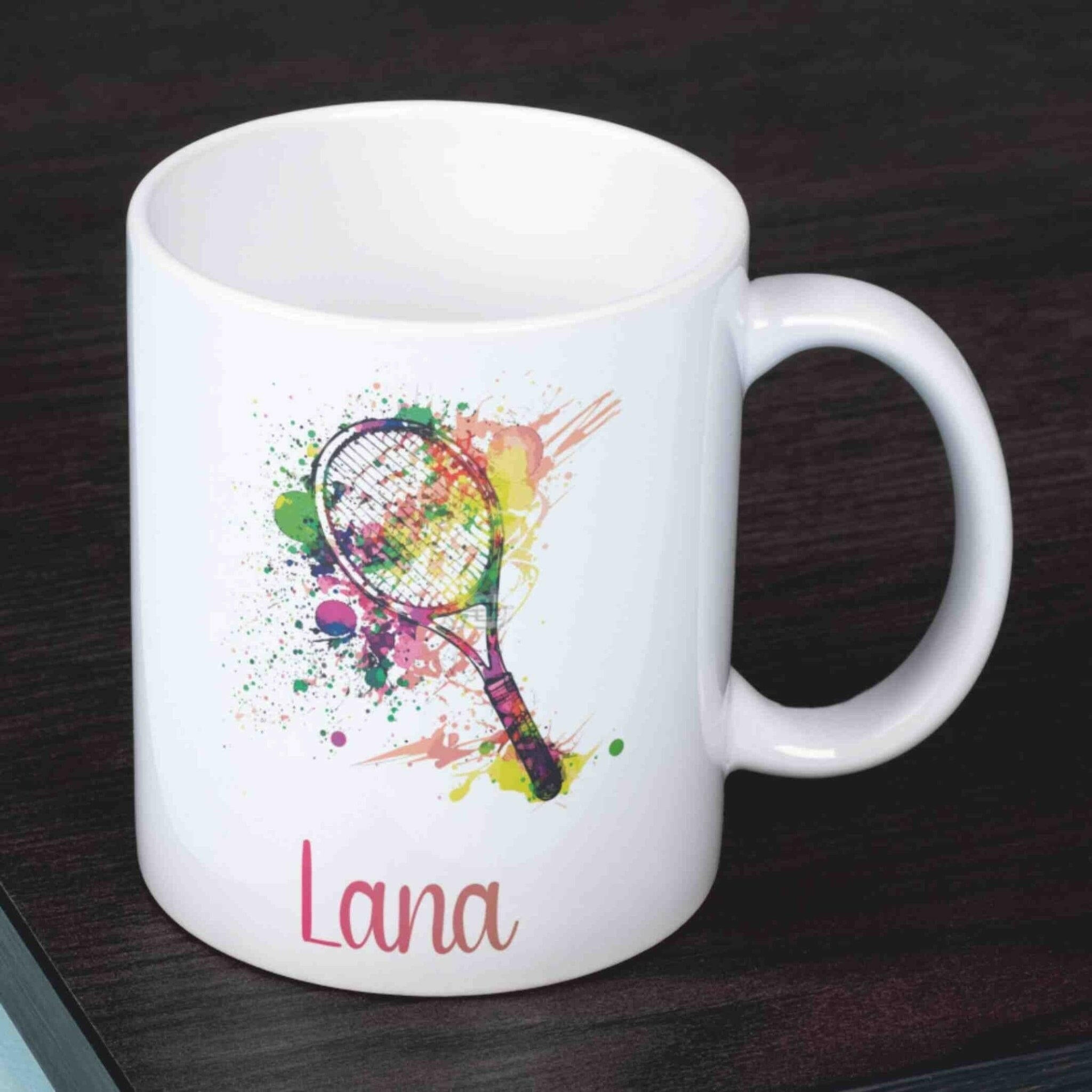 Personalisierte Tasse Tennisschläger.