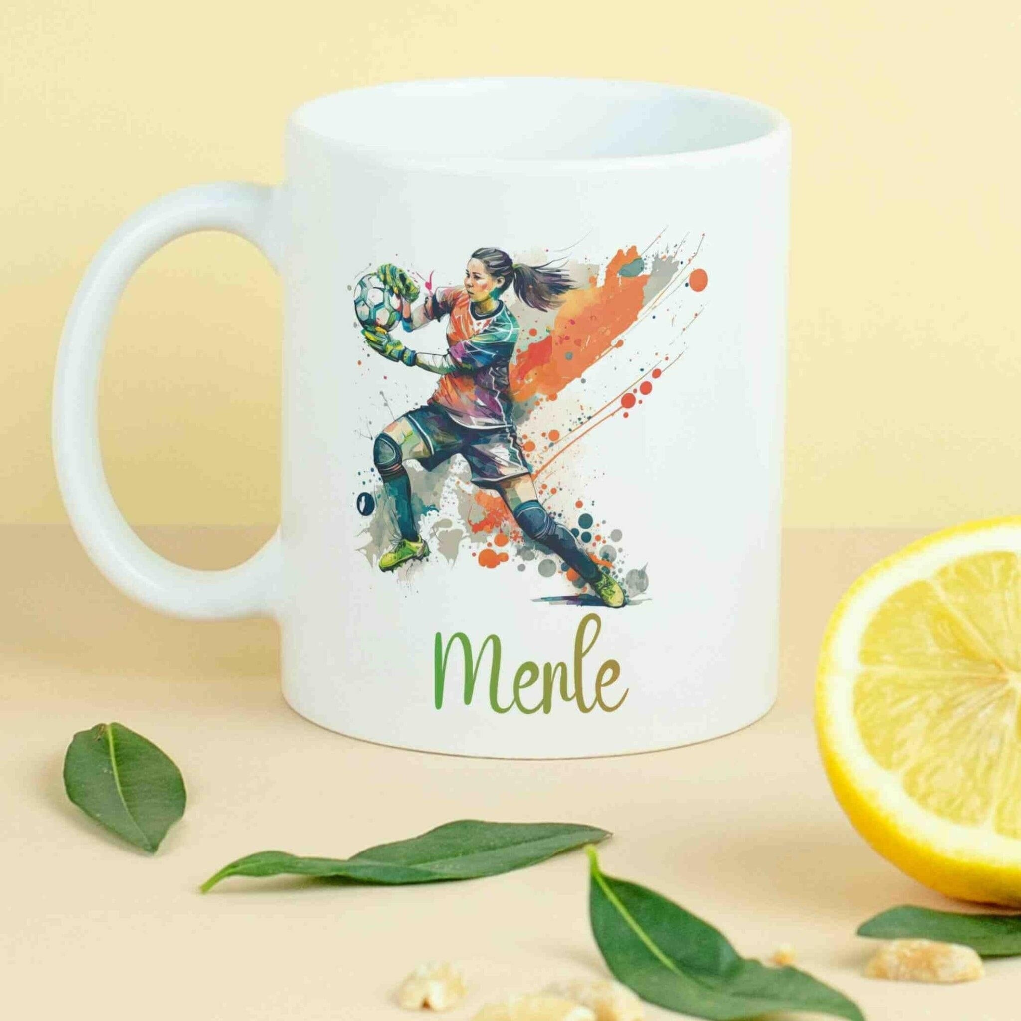Personalisierte Tasse Torwartin.