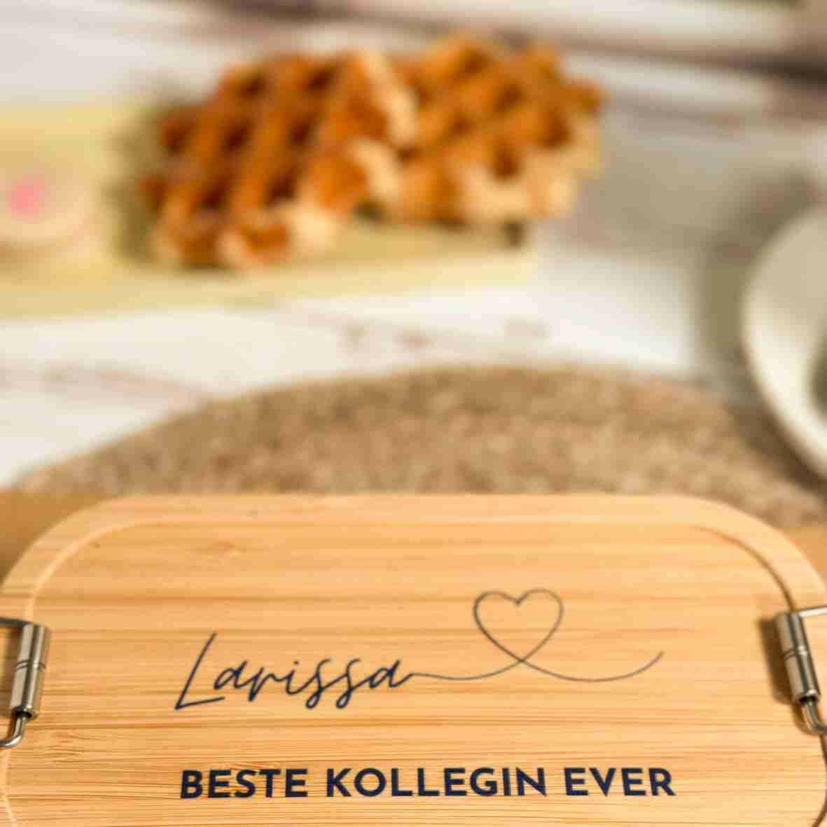 Personalisierte Brotdose - Name, Herz, Spruch BLAU.