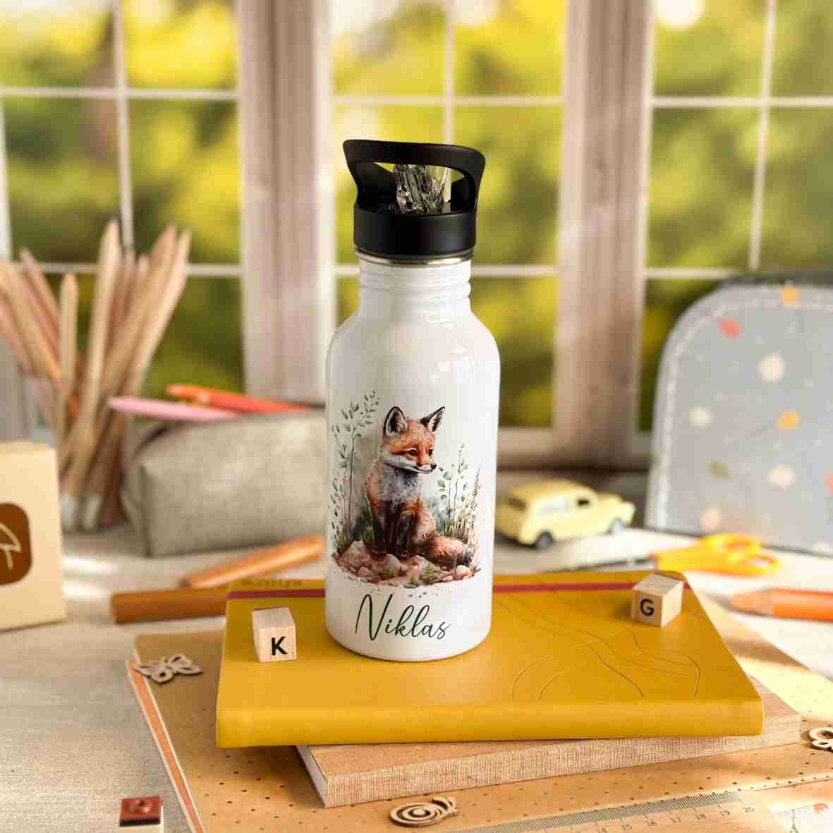 Trinkflasche Edelstahl Fuchs – Niklas