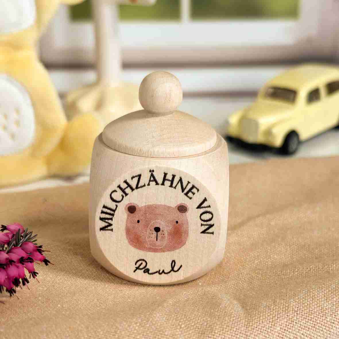 Milchzahndose Ahorn Bär – personalisiert