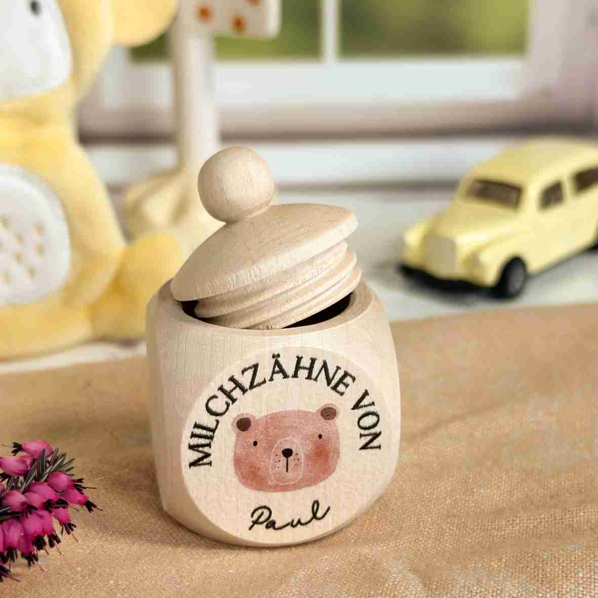 Milchzahndose Ahorn Bär – personalisiert