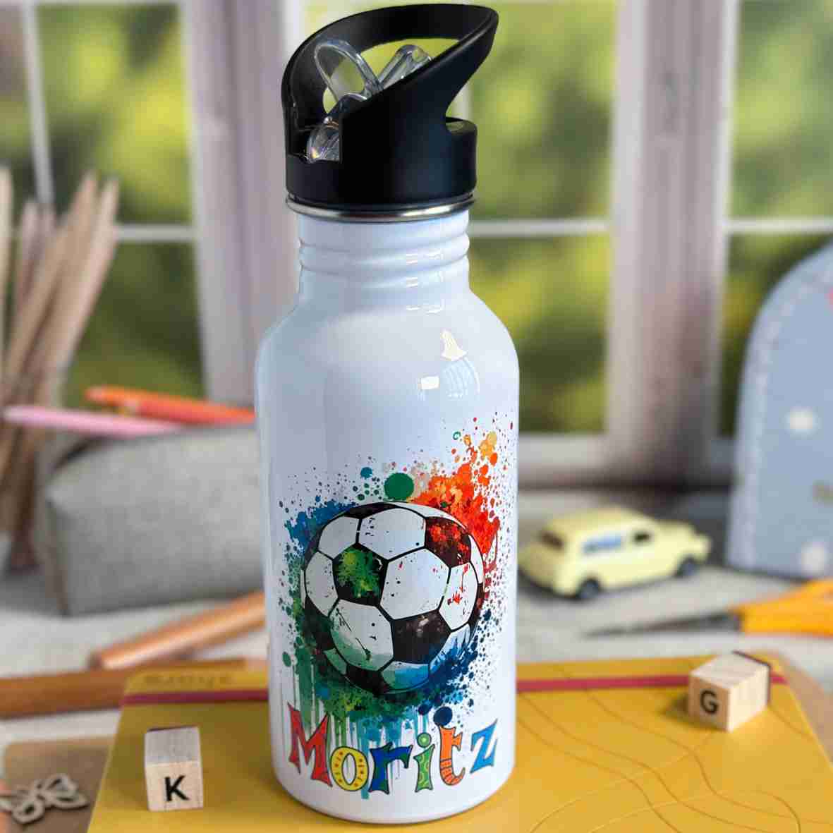 Trinkflasche Edelstahl Fußball – Moritz